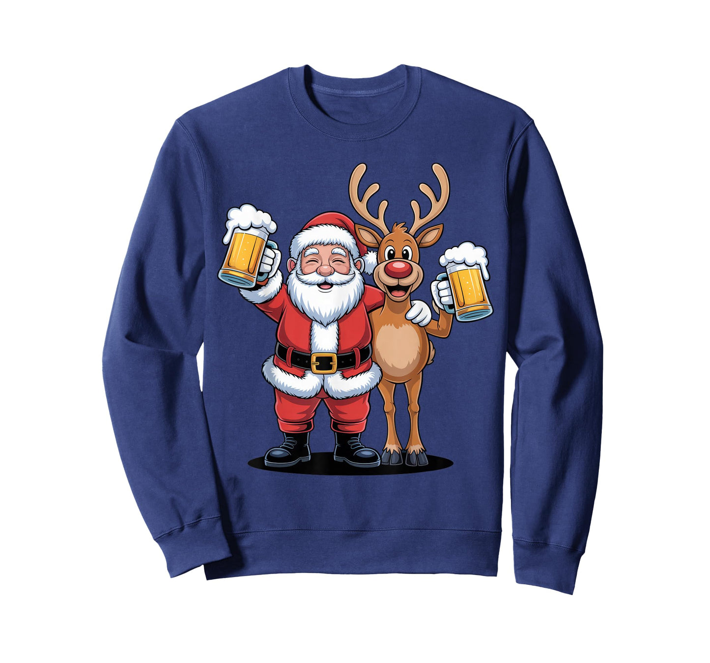 Santa and Reindeer Beer Lovers Funny Christmas Party Shirt T-Shirt