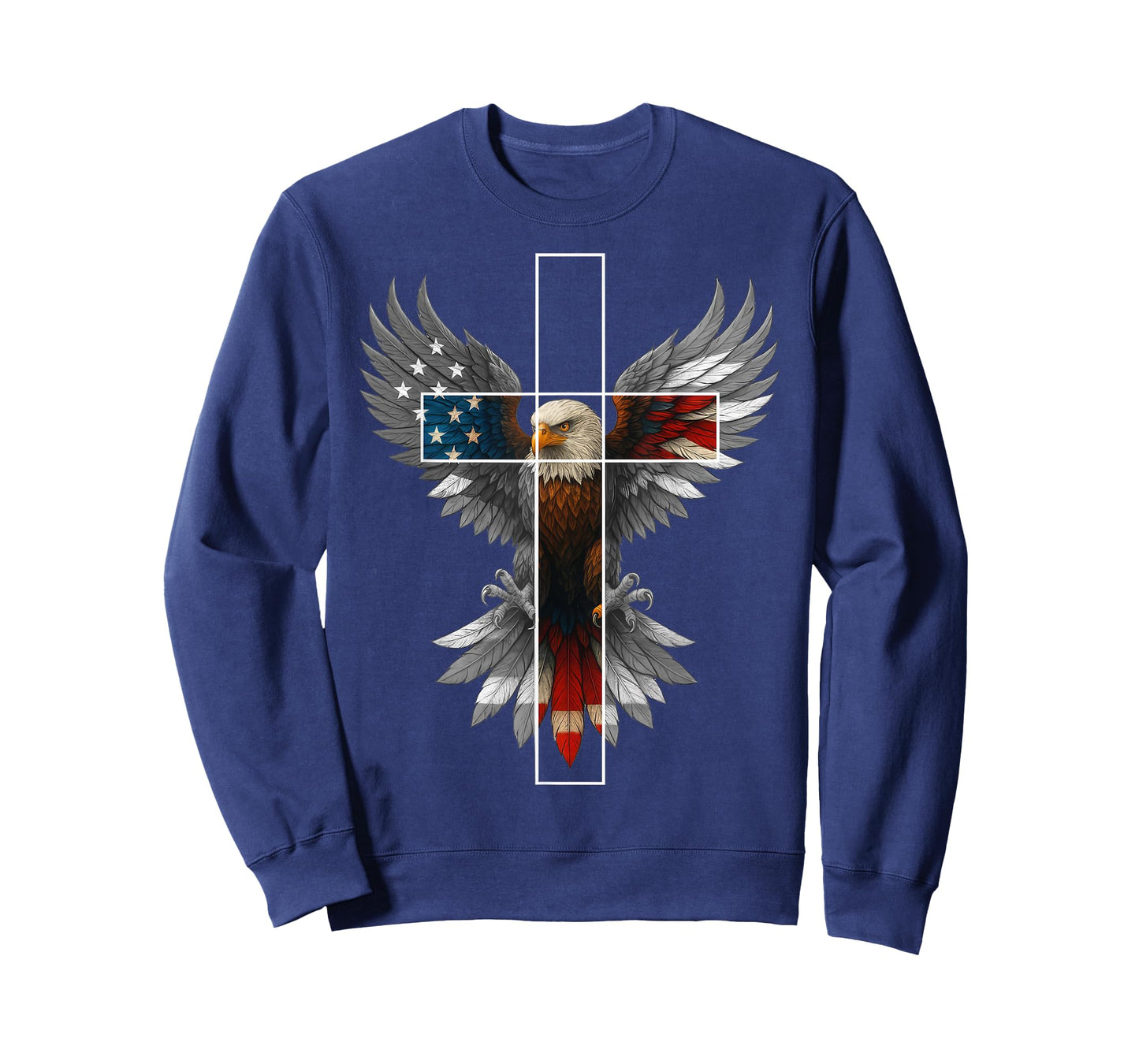 American Flag Eagle Cross Christian 4th Of July Patriotic T-Shirt