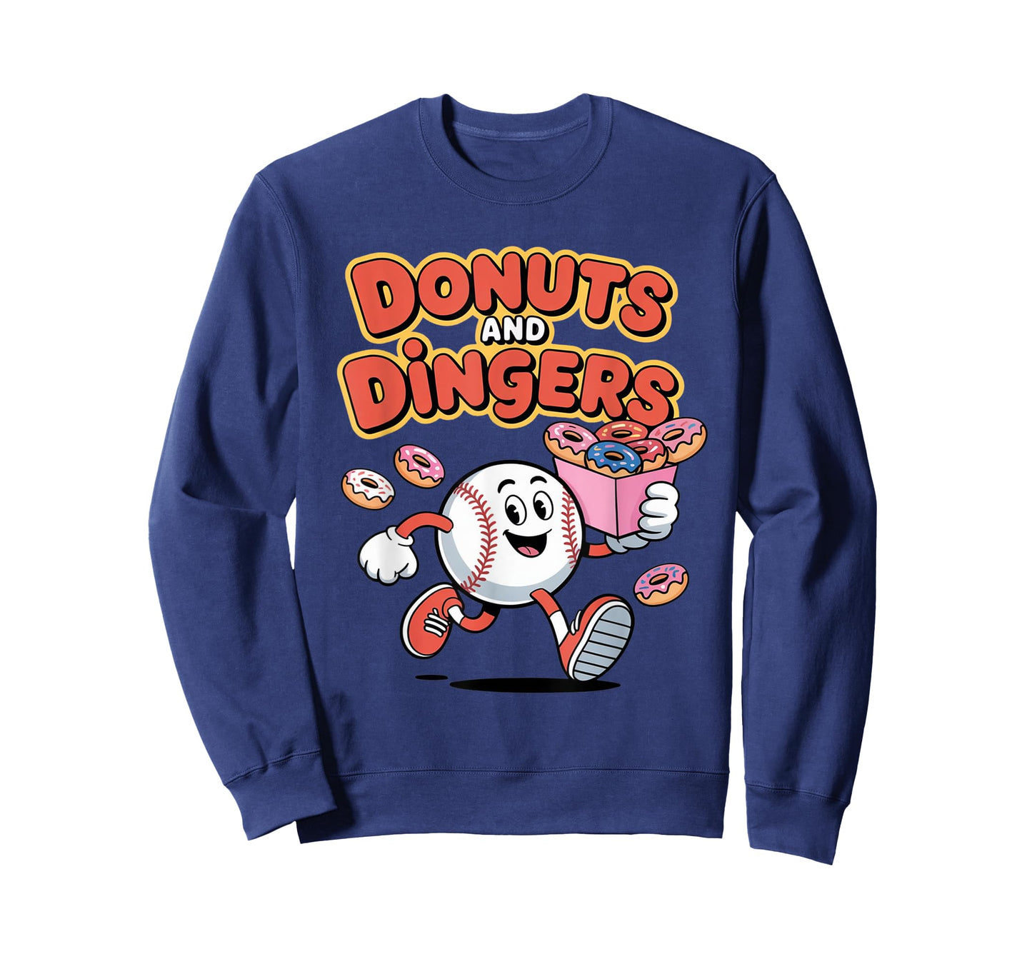 Donuts and Dingers Funny Baseball Design T-Shirt
