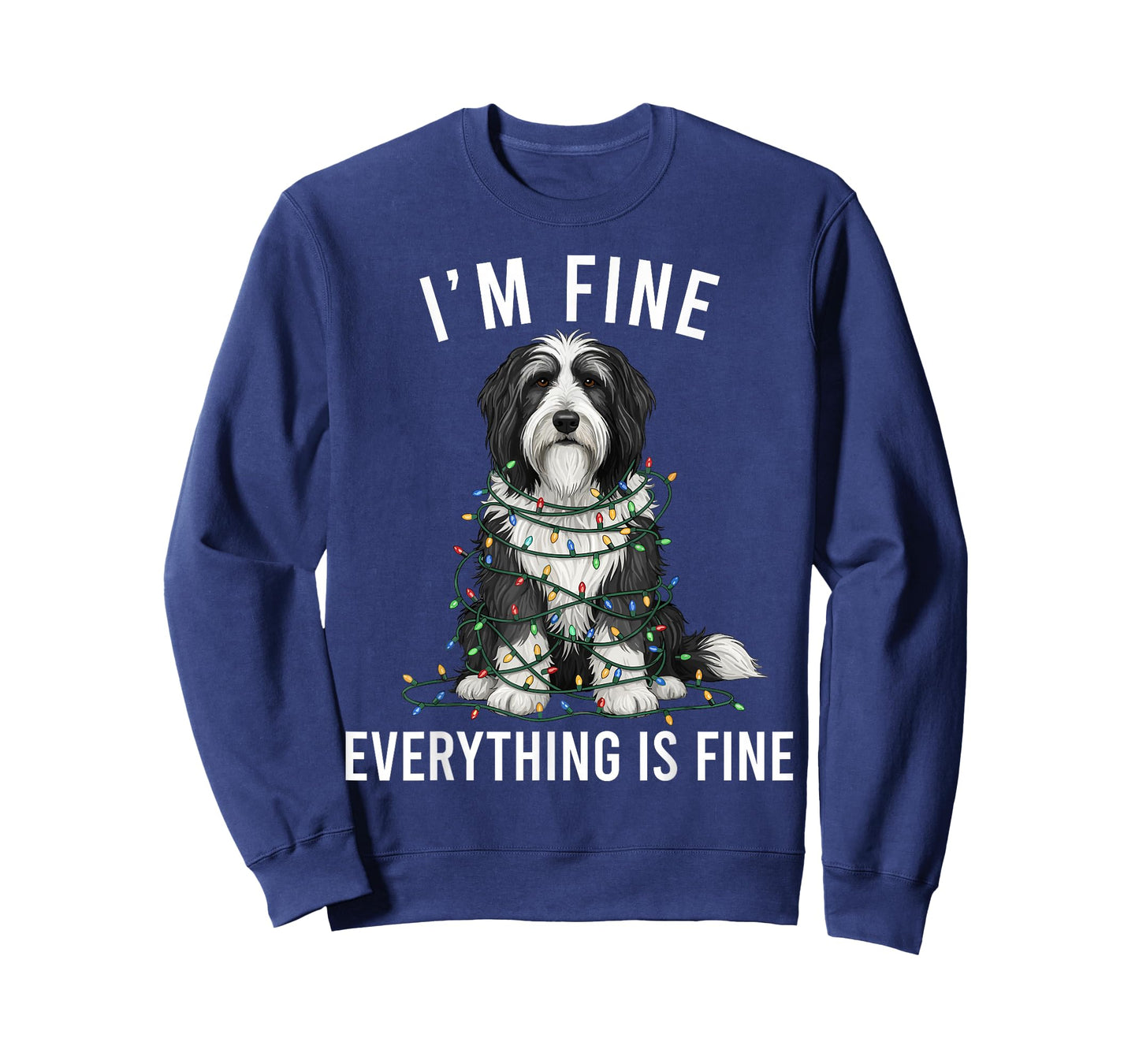 Bearded Collie Christmas I'm Fine Everything is Fine T-Shirt