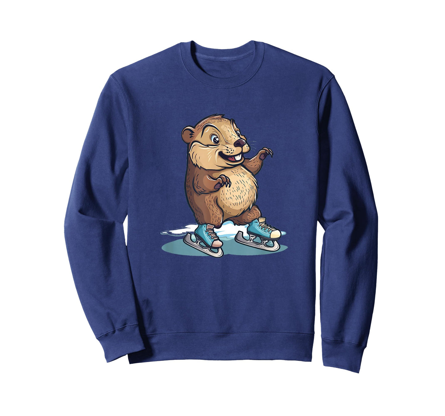 Winter Skater Beaver Graphic for a Joyful Snow Day T-Shirt