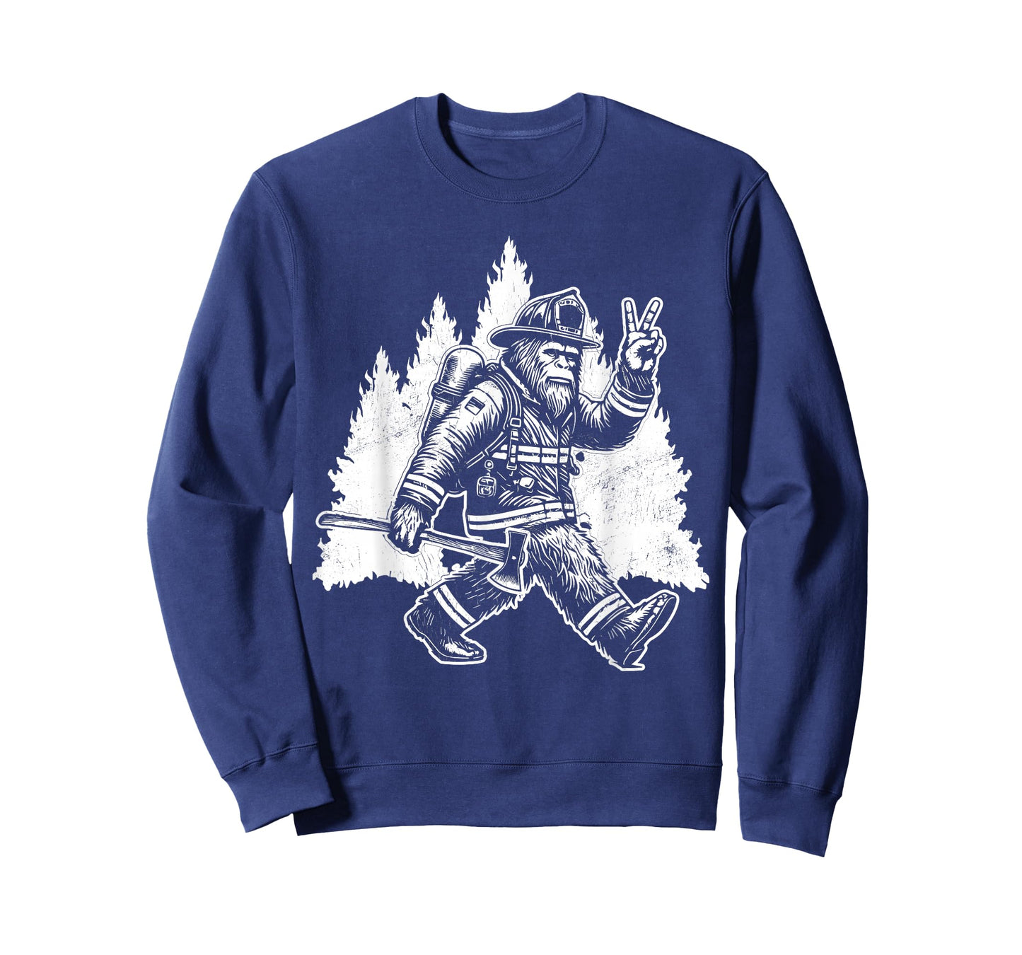 Funny Bigfoot Firefighter Sasquatch Design Men's Retro Bigfoot Firefighter Sasquatch Fireman T-Shirt - Black, Small, Short Sleeve