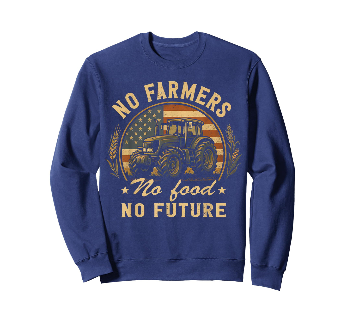Retro Farming USA Flag No farmers No food Farm Patriotic T-Shirt
