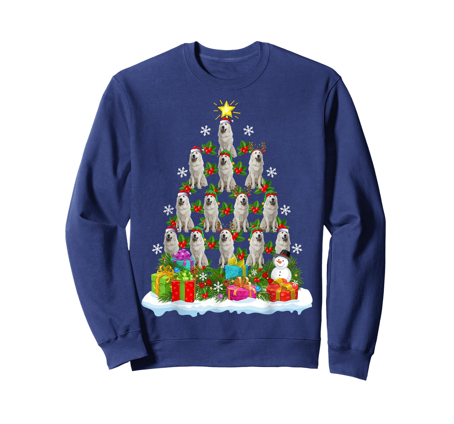 Xmas Decoration Santa Great Pyrenees Dog Christmas Tree Men Women Kids T-Shirt