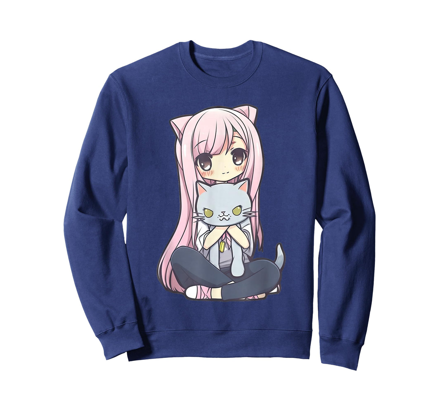 Anime and Cats Kawaii Cute Teen Otaku Girl with Cat T-Shirt