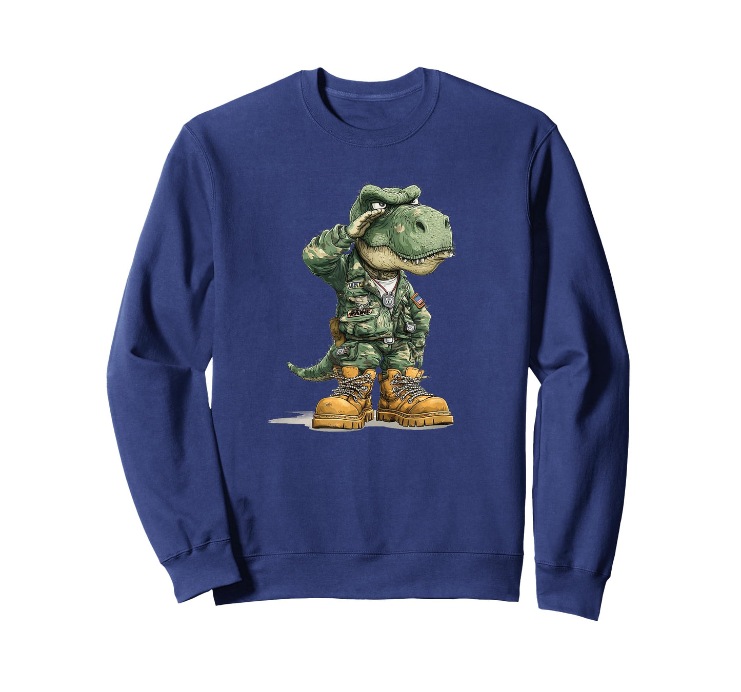 Funny Saluting Dinosaur in Military Look T-Shirt
