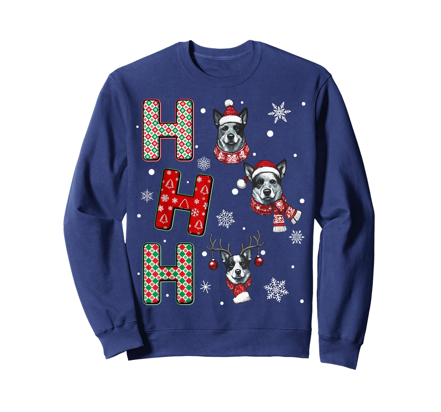 Ho Ho Ho Blue Heeler Dog Matching Christmas Santa Elf Xmas T-Shirt
