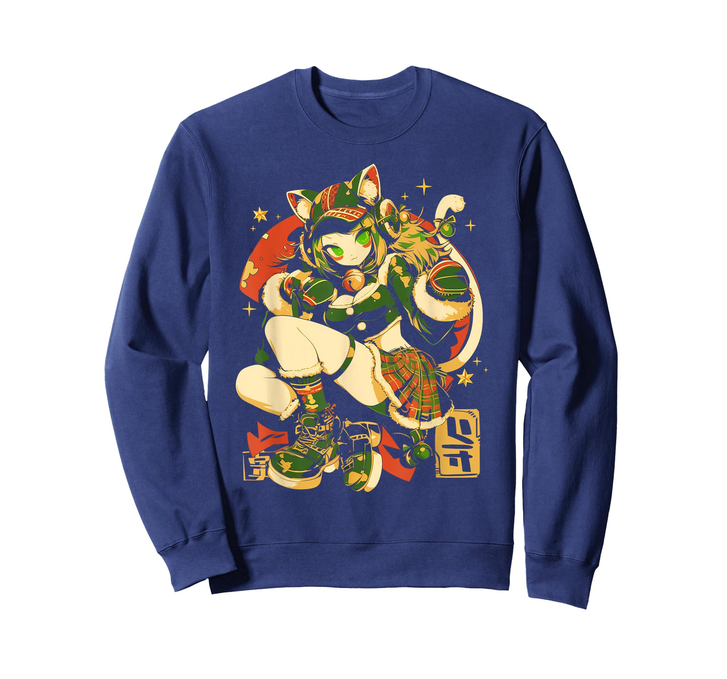 Alternative Christmas Manga Japan Anime Woman co. Christmas Cat Girl Anime Waifu Kawaii Japan Holiday Cute T-Shirt