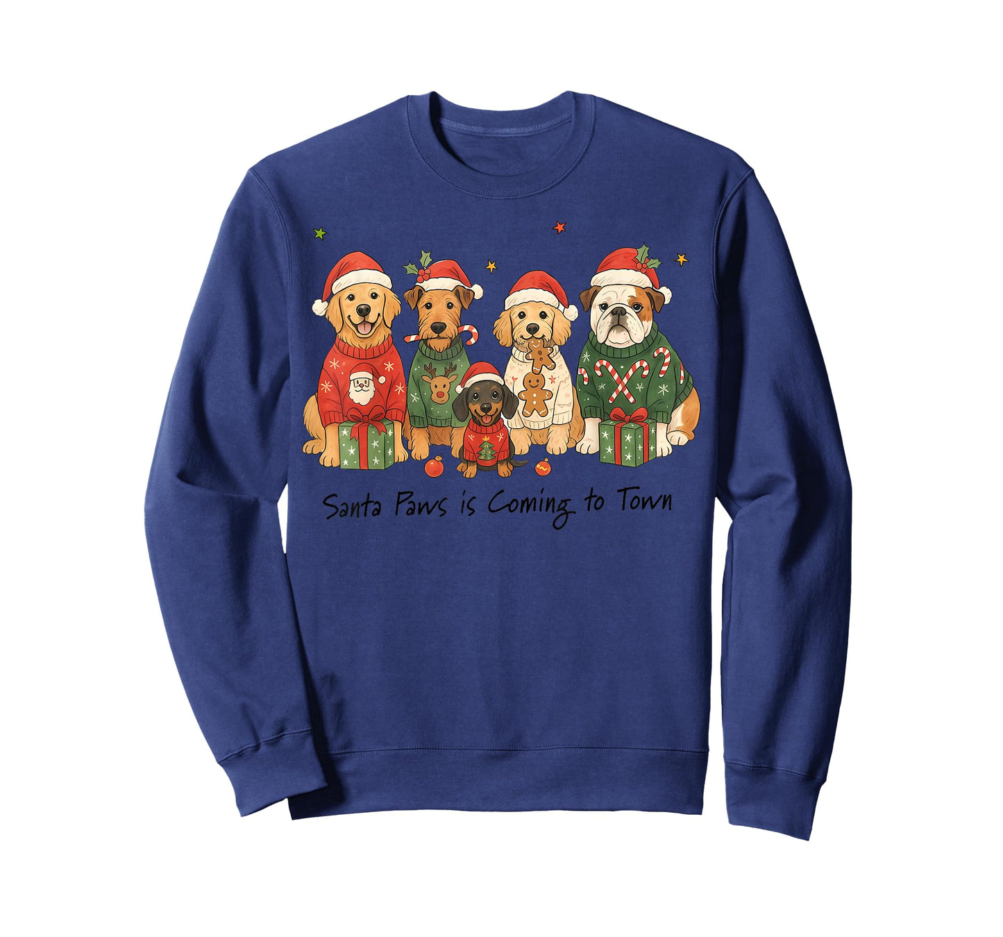 Funny Dog Santa Paws is Coming to Town Cute Christmas Dog T-Shirt