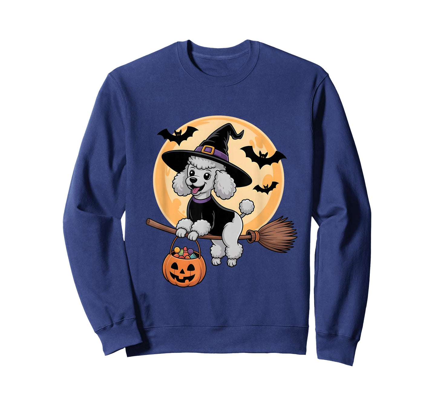 Poodle Witch Hat Pumpkin Halloween Costume Men Women Kids T-Shirt