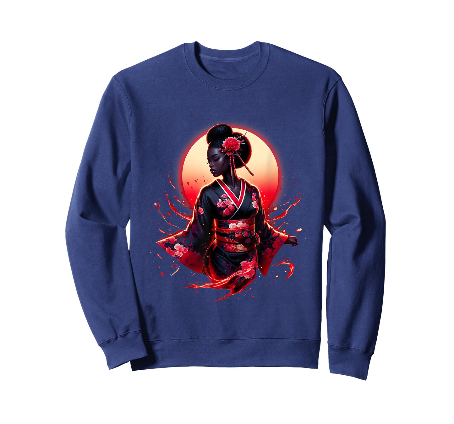 Samurai Girl Black Cat Women Black Woman Japanese Anime T-Shirt