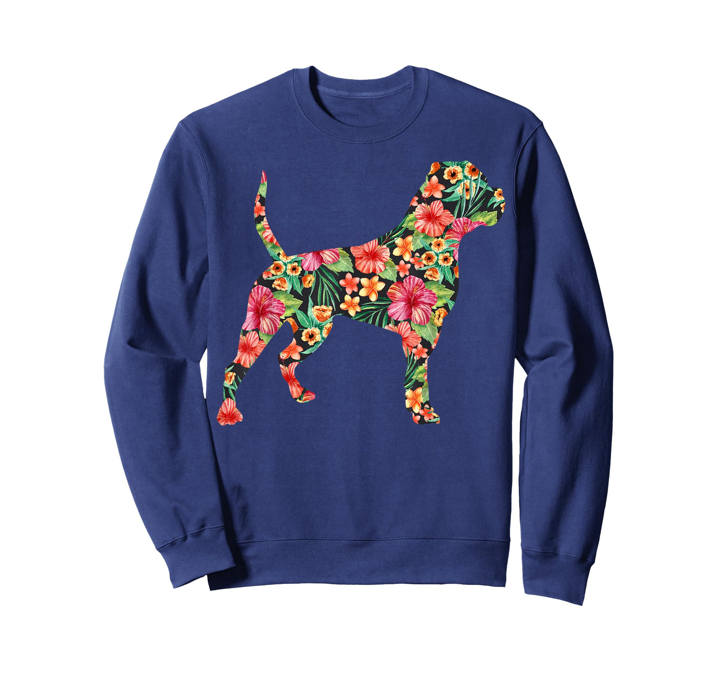 American Bulldog Flower Funny Dog Silhouette Floral Gifts T-Shirt for Men Women Kids