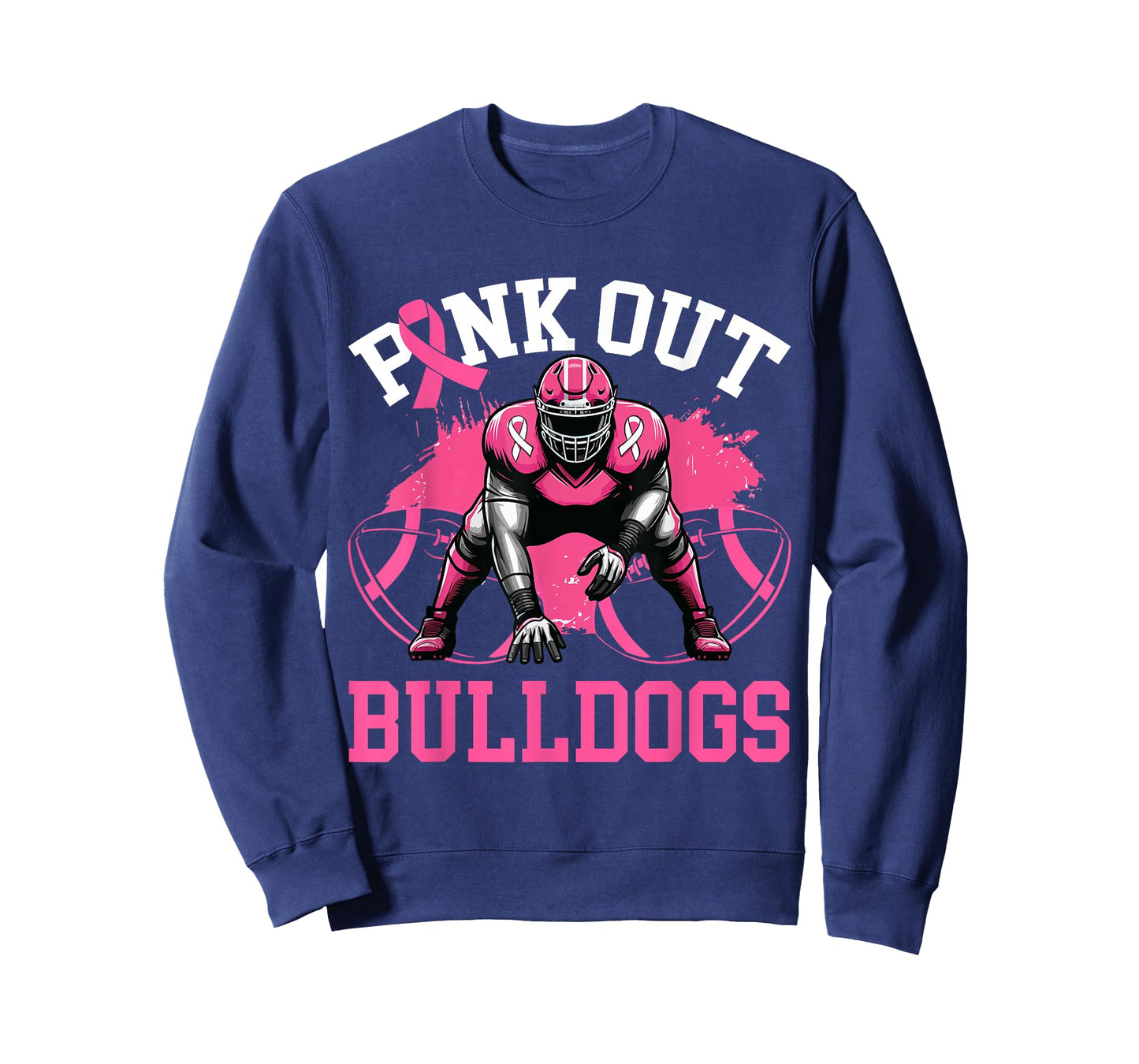 Bulldog Pink Out Football Tackle Breast Cancer Awareness T-Shirt
