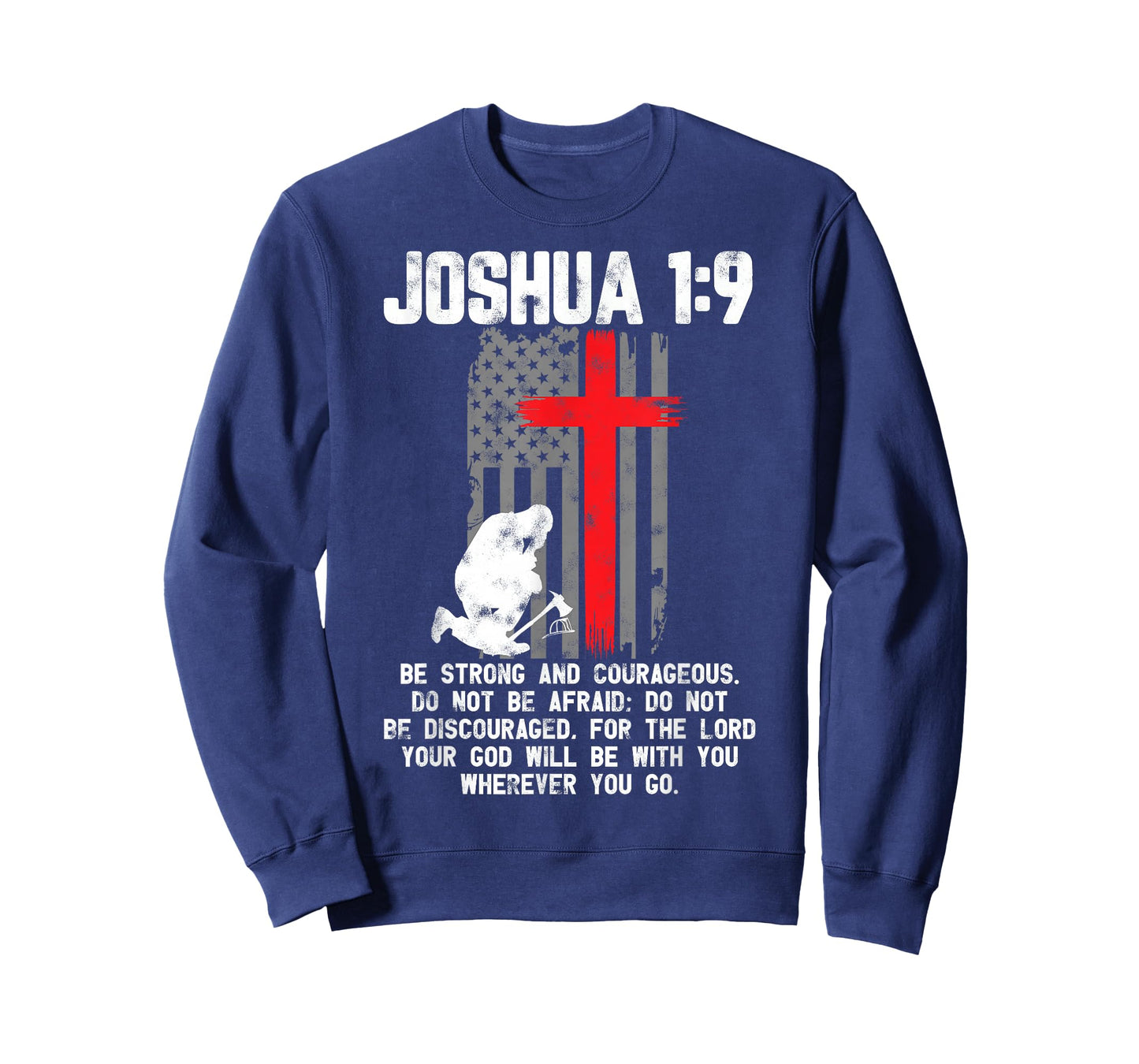Thin Red Line Firefighter Cross Bible Verse Christian T-Shirt Small