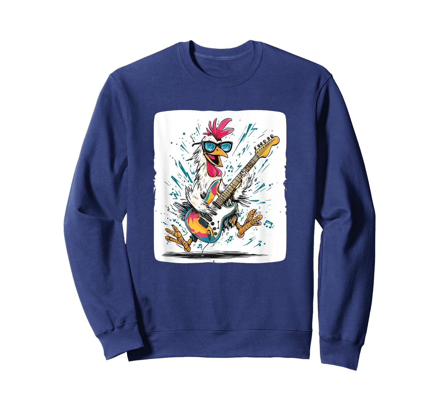 Chicken Glasses with Cool Guitar for Rock Music Lovers T-Shirt