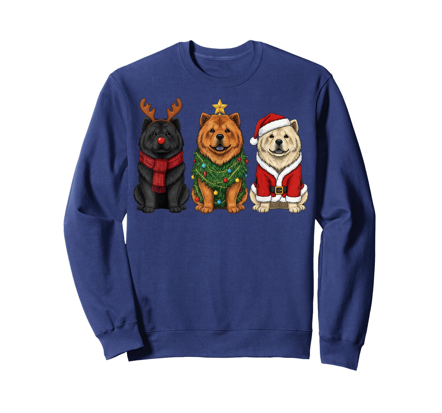 Retro Christmas Chow Chow Santa Reindeer Dog Lover T-Shirt