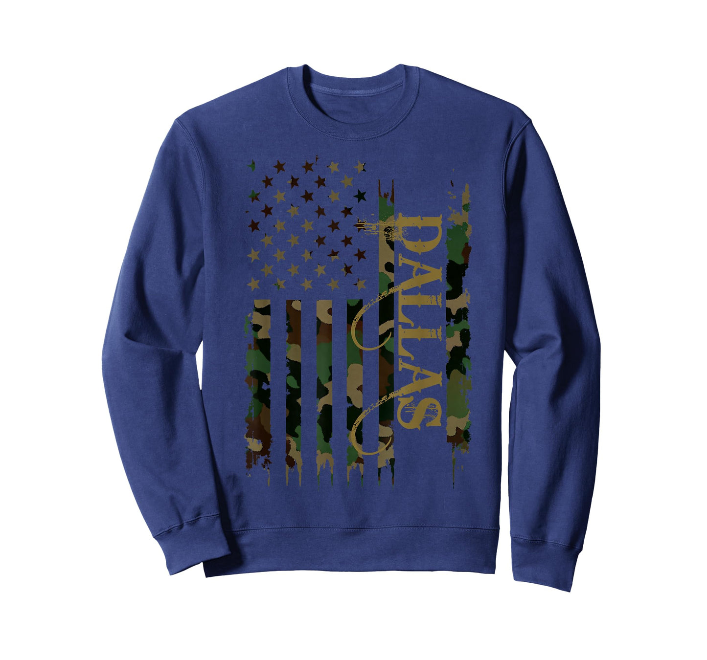 Dallas United States Distressed Camo w US Flag T-Shirt