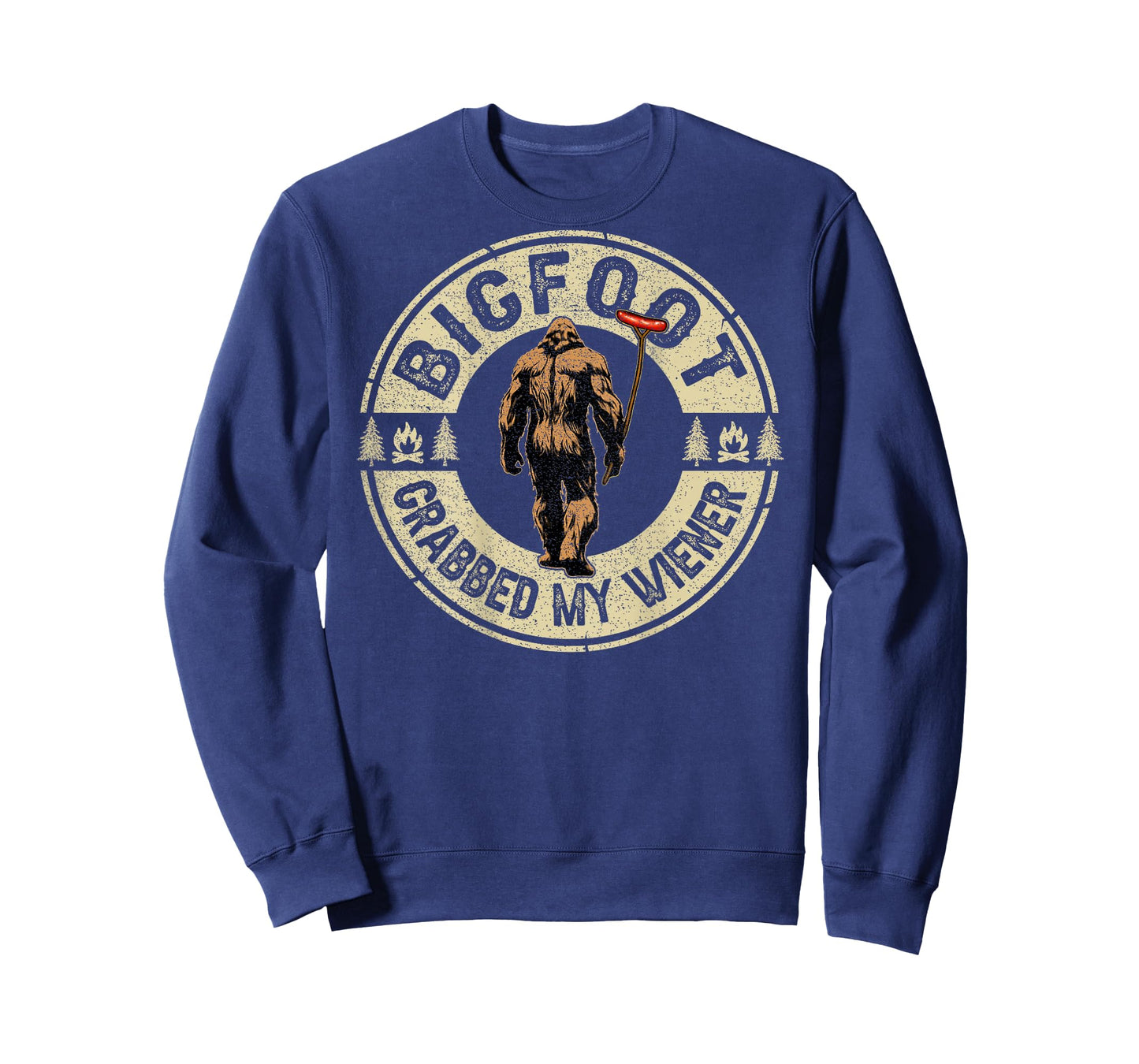 Funny Retro Bigfoot, Bigfoot Grabbed My Wiener (ON BACK) T-Shirt