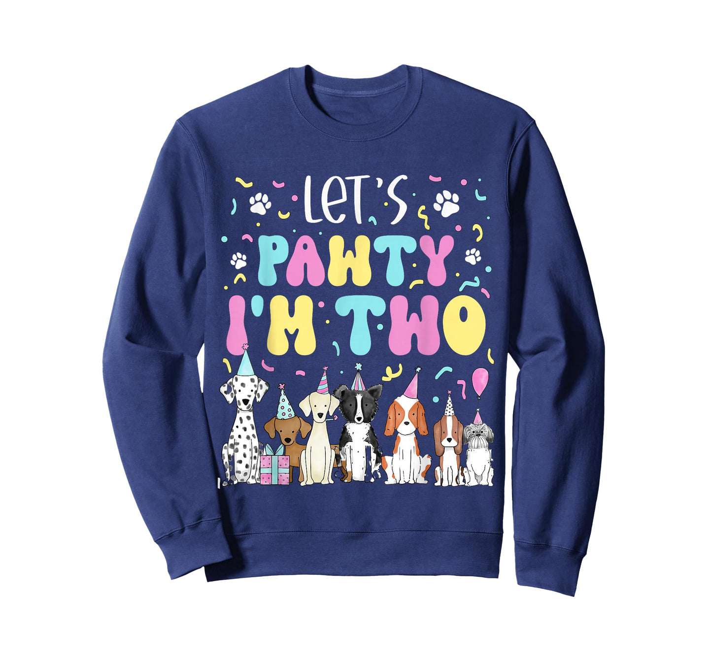 Kids Lets Pawty I'm Two Pet Puppy Dog Theme Birthday Party T-Shirt