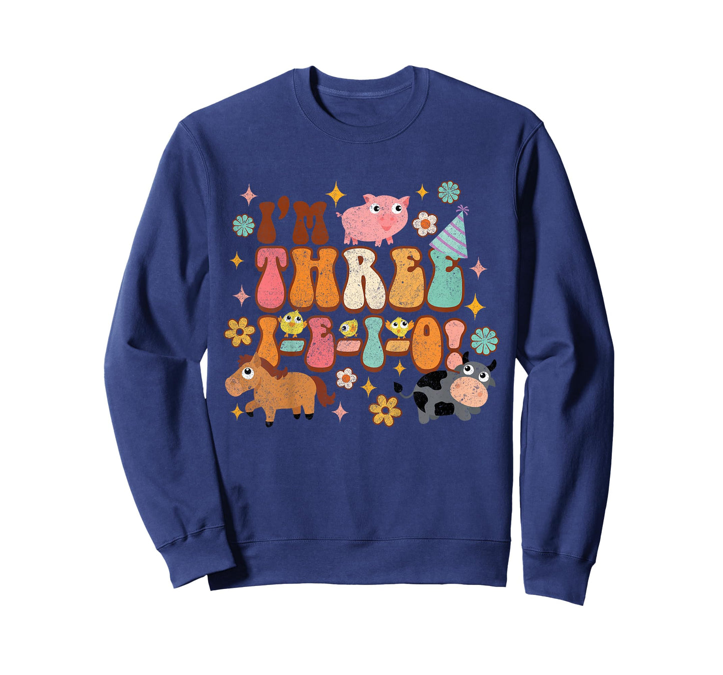 Kids I'm Three I E I O Country Farm Birthday 3rd Birthday Party T-Shirt