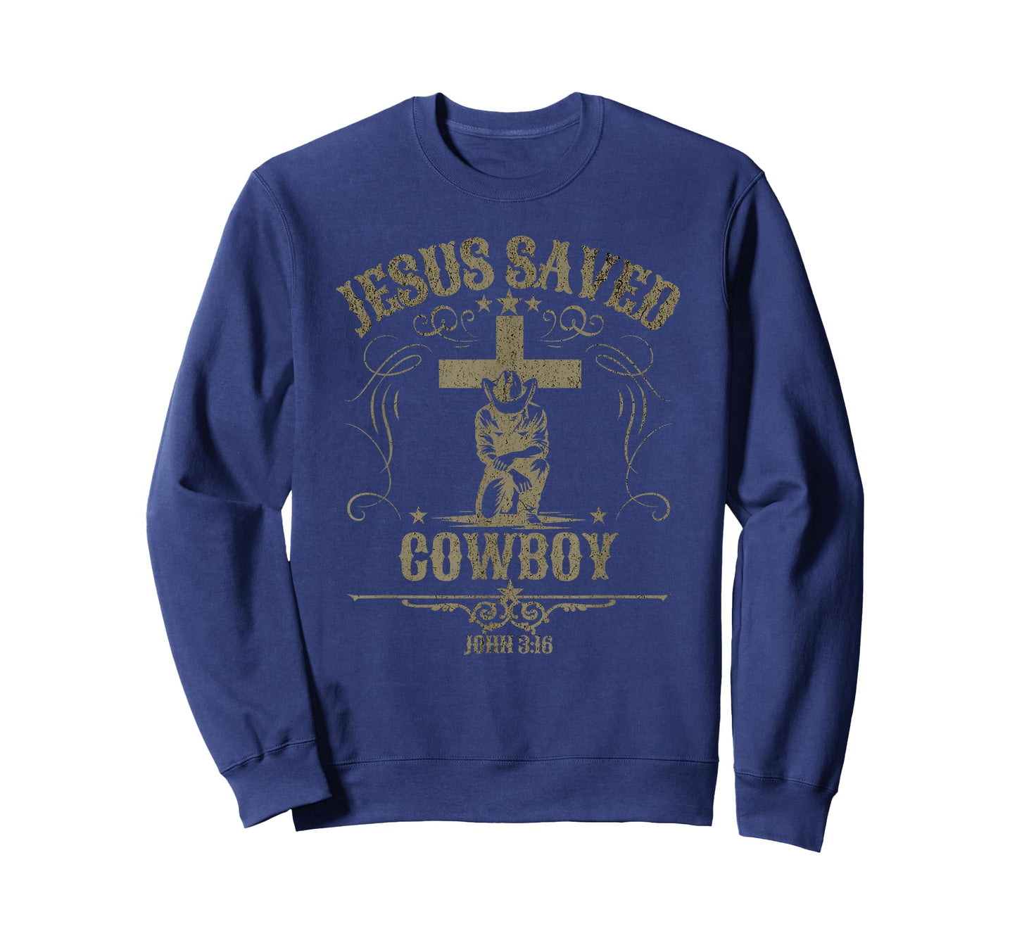 Cowboy Kneeling At Cross Christian Jesus Western Style Men T-Shirt