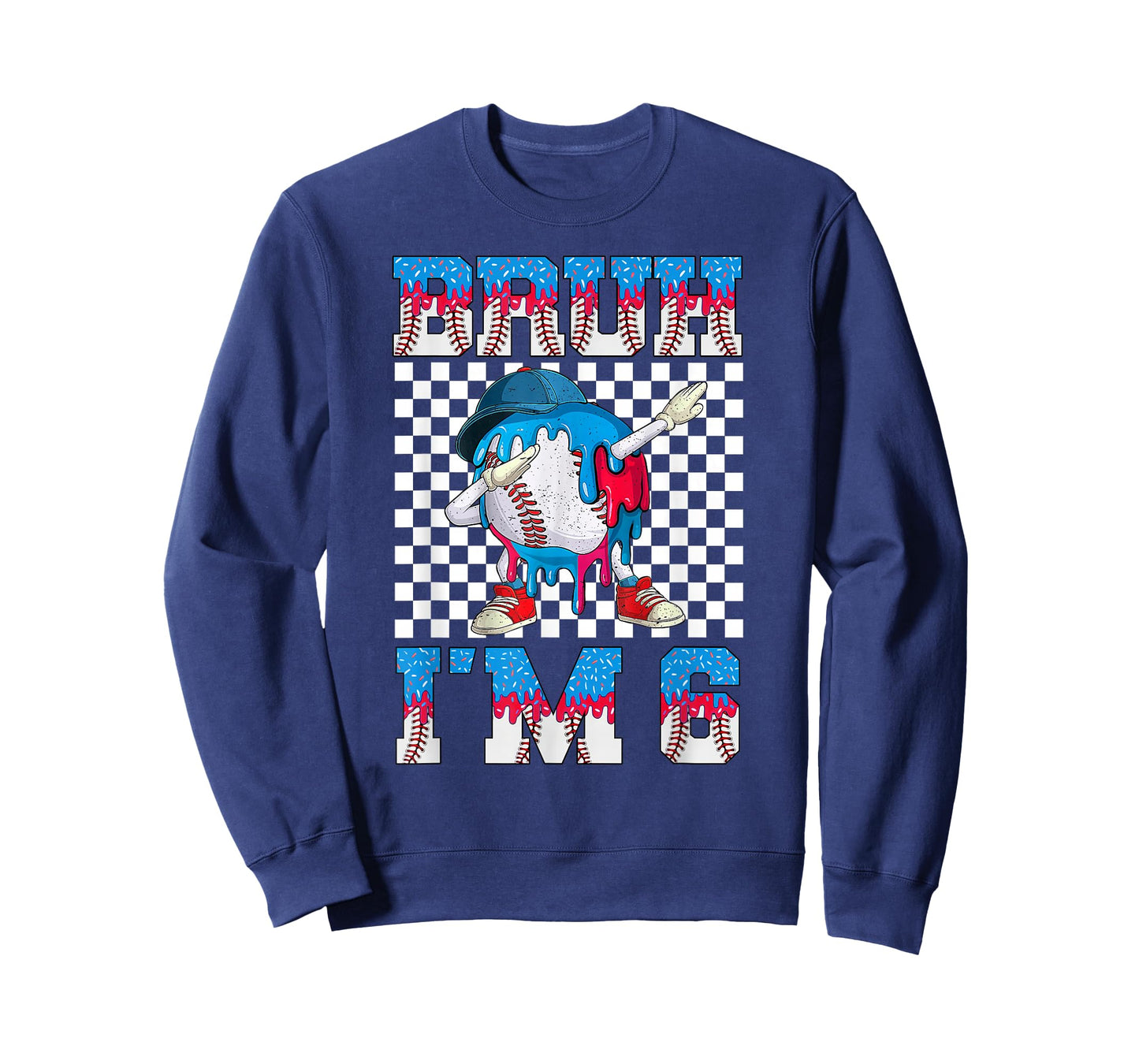 Bruh I'm 6th Birthday Boy Baseball Drip Ice Cream 6 Year Old T-Shirt