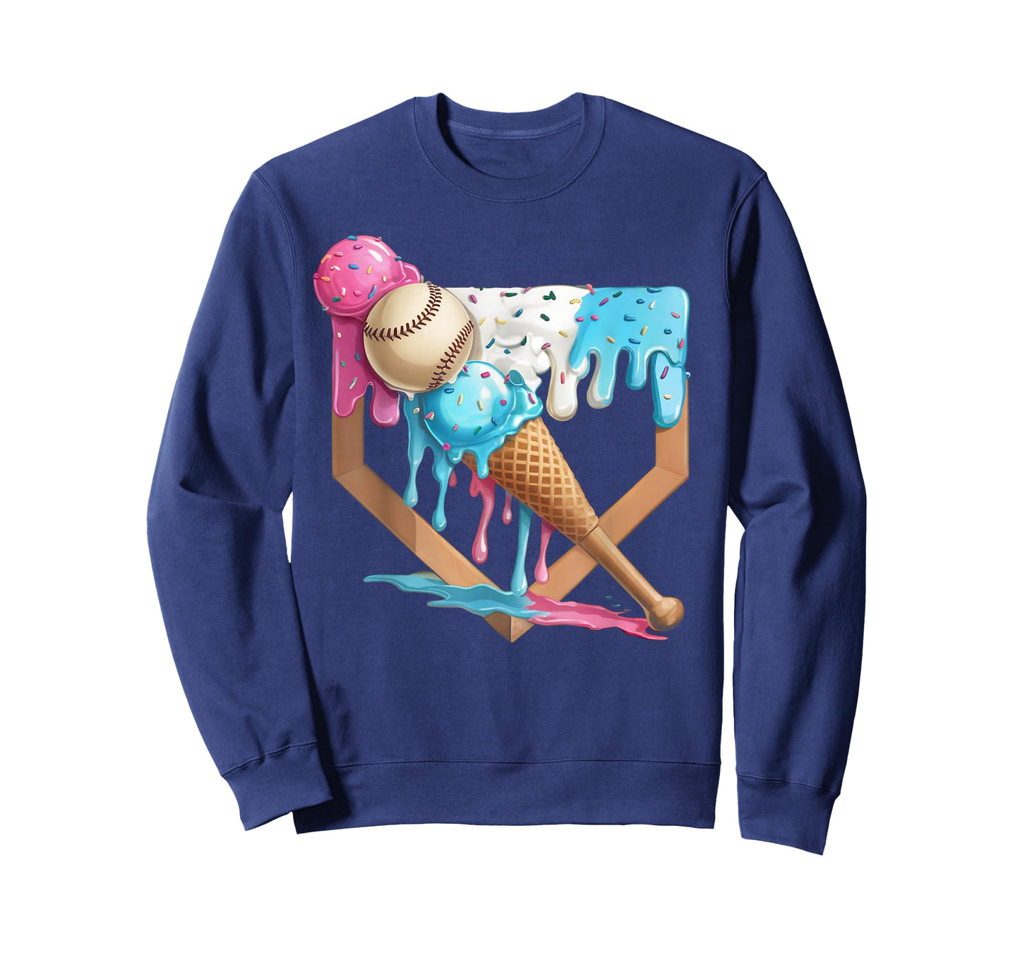 Baseball Drip For Boys Ice Cream Drip Youth Boys Baseball T-Shirt