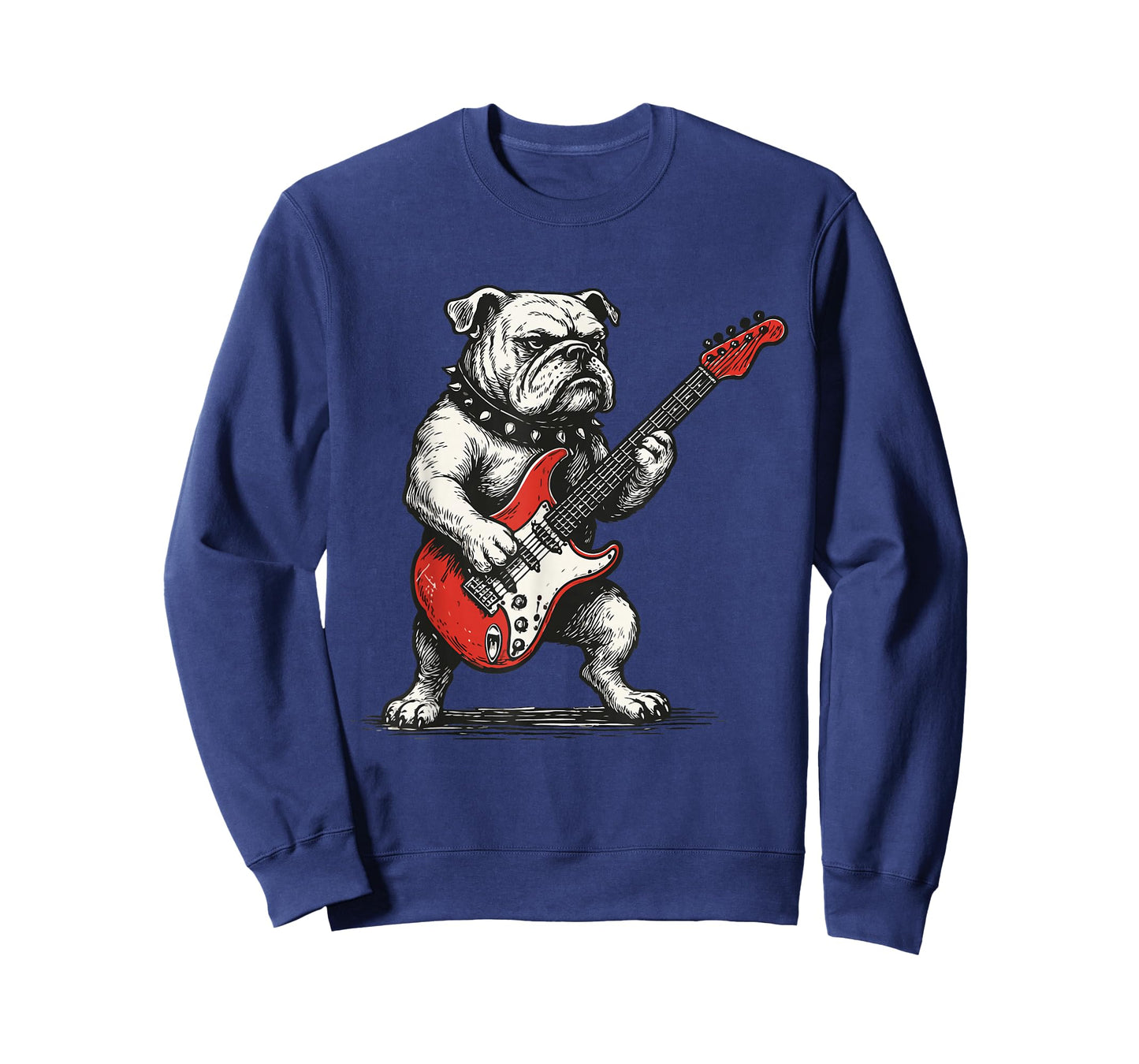 Rockin' Bulldog Electric Guitar Vintage Rock Dog Music Funny T-Shirt
