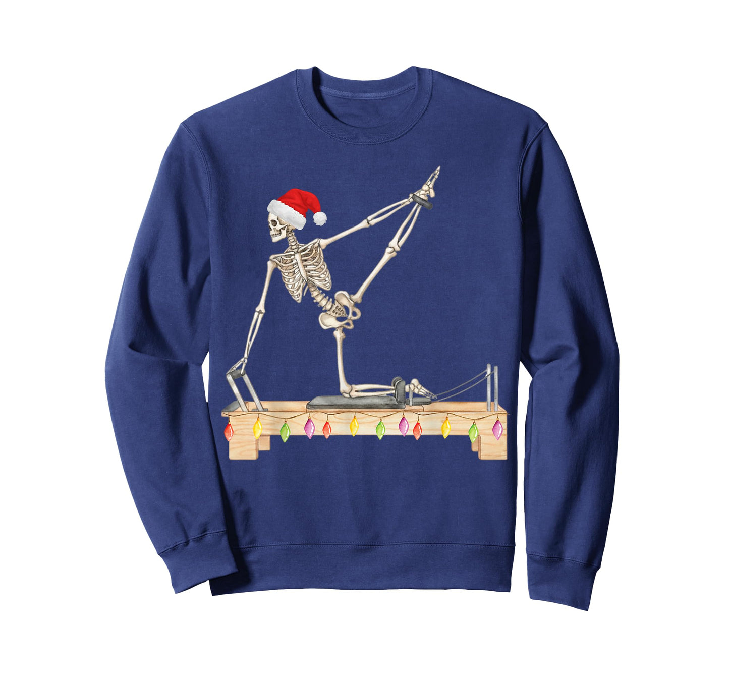 Skeleton Doing Reformer Pilates Machine Pumpkin Christmas T-Shirt