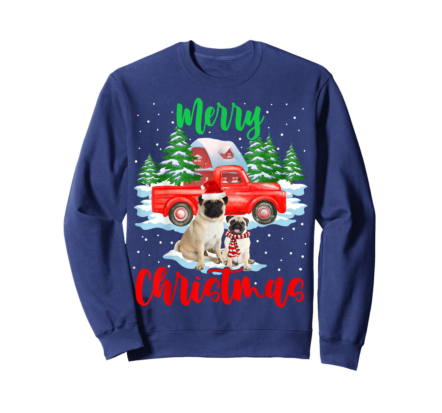 Merry Christmas Santa Pug And Truck Dog Gift T-Shirt for Men Women Kids