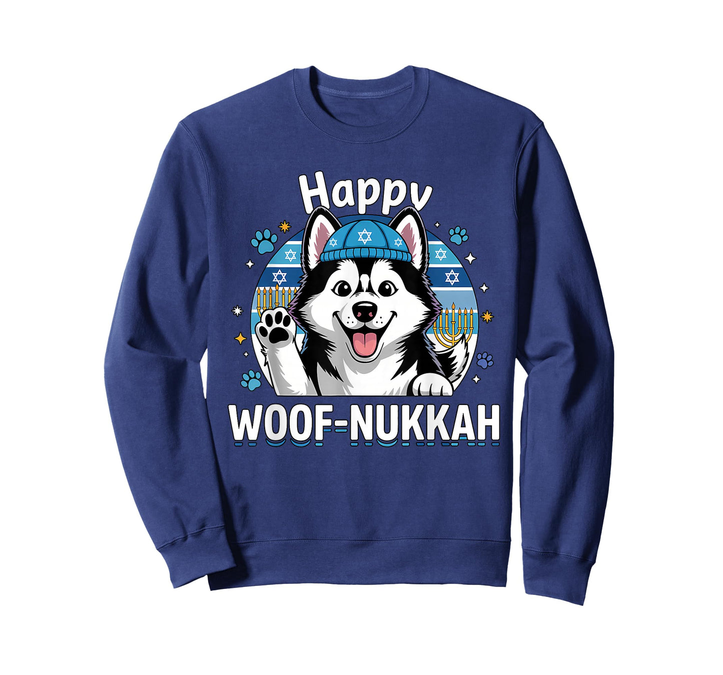 Happy Woof-Nukkah Dog Celebration Cute Husky T-Shirt