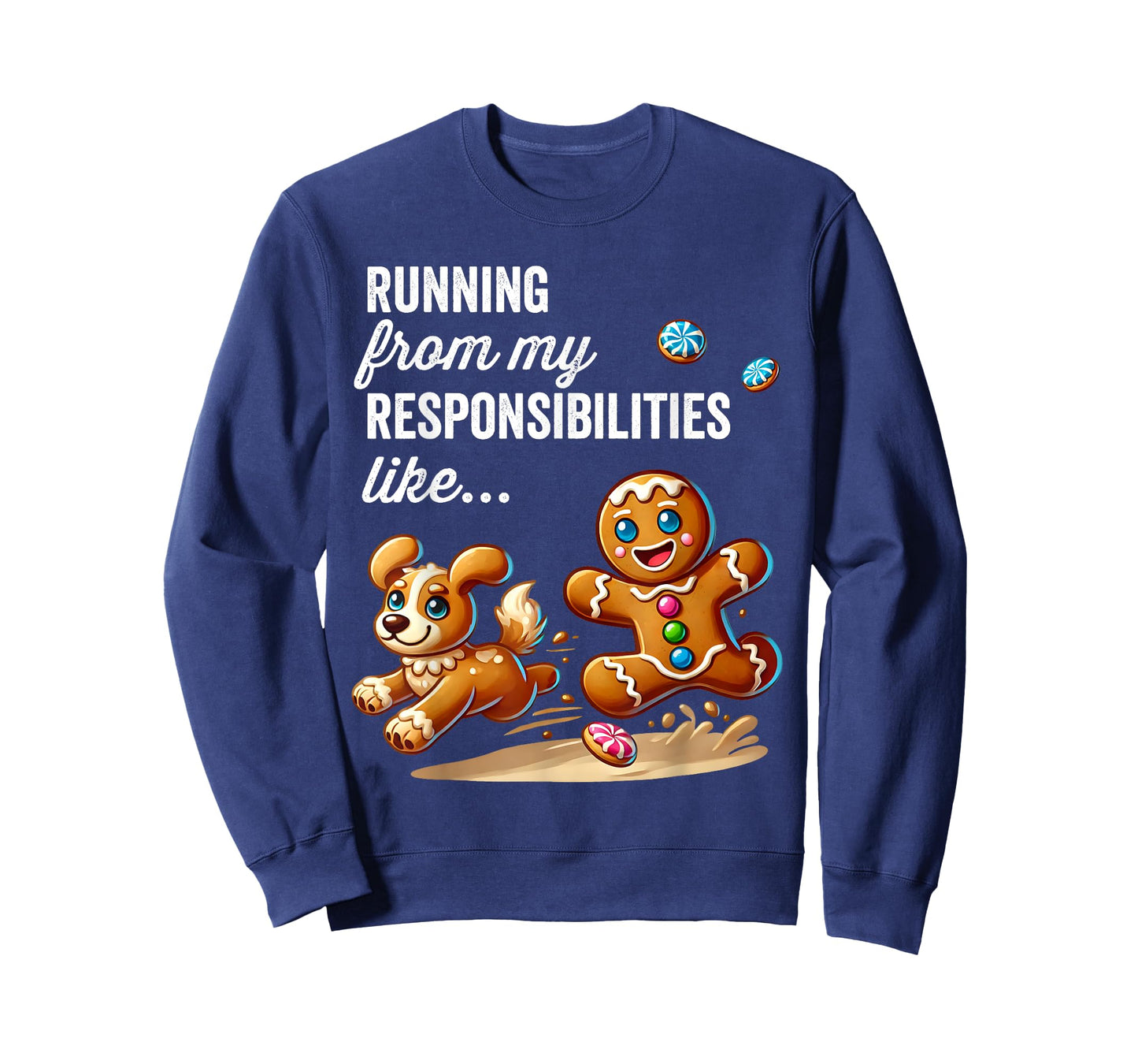 Funny Gingerbread Running from My Responsibilities Christmas T-Shirt