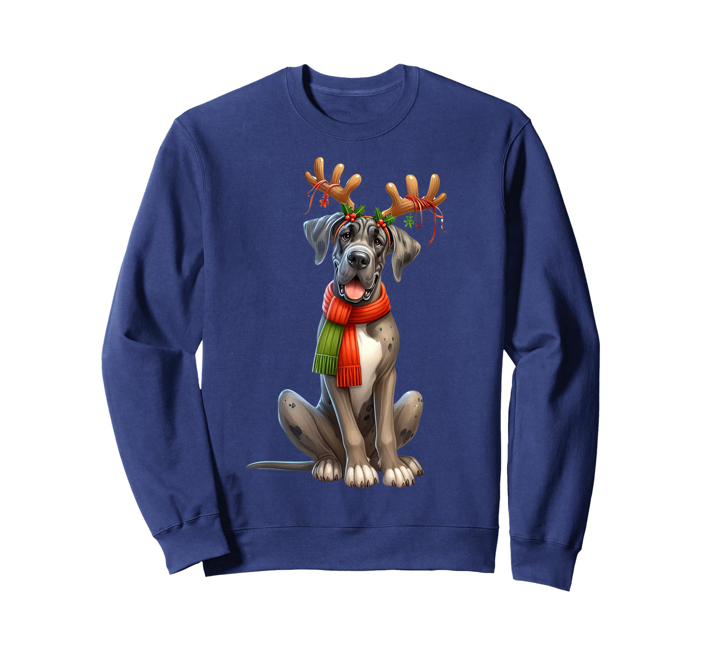 Great Dane Reindeer Santa Hat Xmas Lights Christmas Xmas Dog T-Shirt