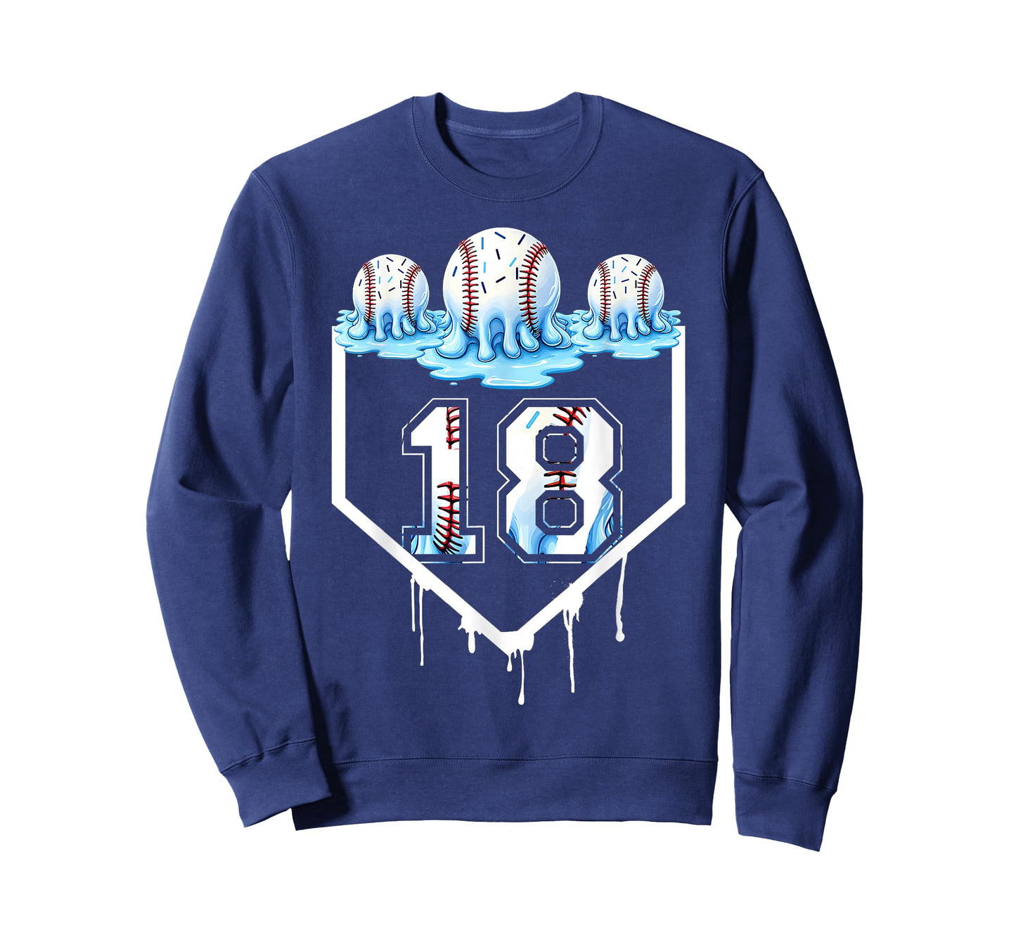 18th Birthday Party Ice Cream Drip Baseball Lover 18 Years T-Shirt