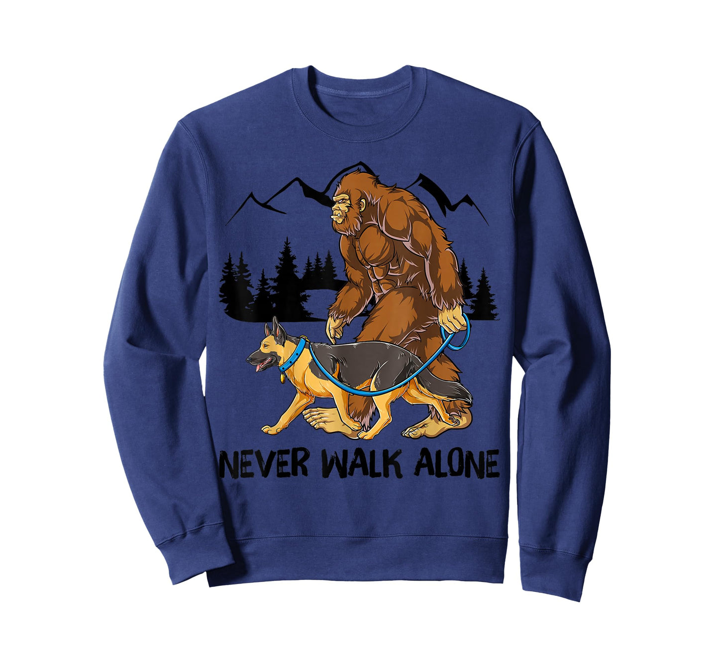 Bigfoot German Shepherd Dog Walk Funny Sasquatch Lovers T-Shirt