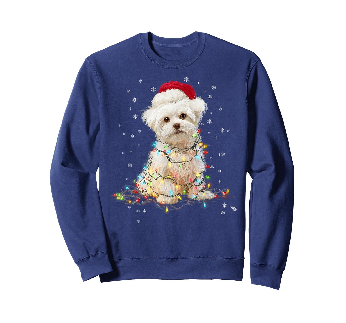 Christmas Dog Maltese Santa Xmas Women Men Kids T-Shirt