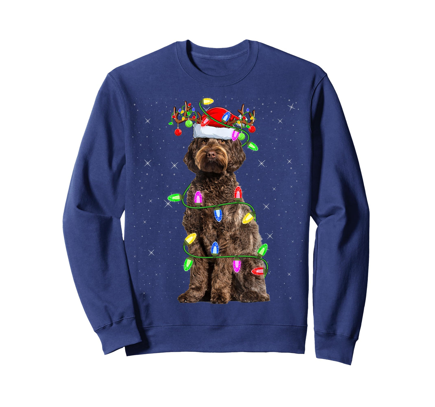 Labradoodle Dog Xmas Lighting Santa Labradoodle Christmas Men Women Kids T-Shirt