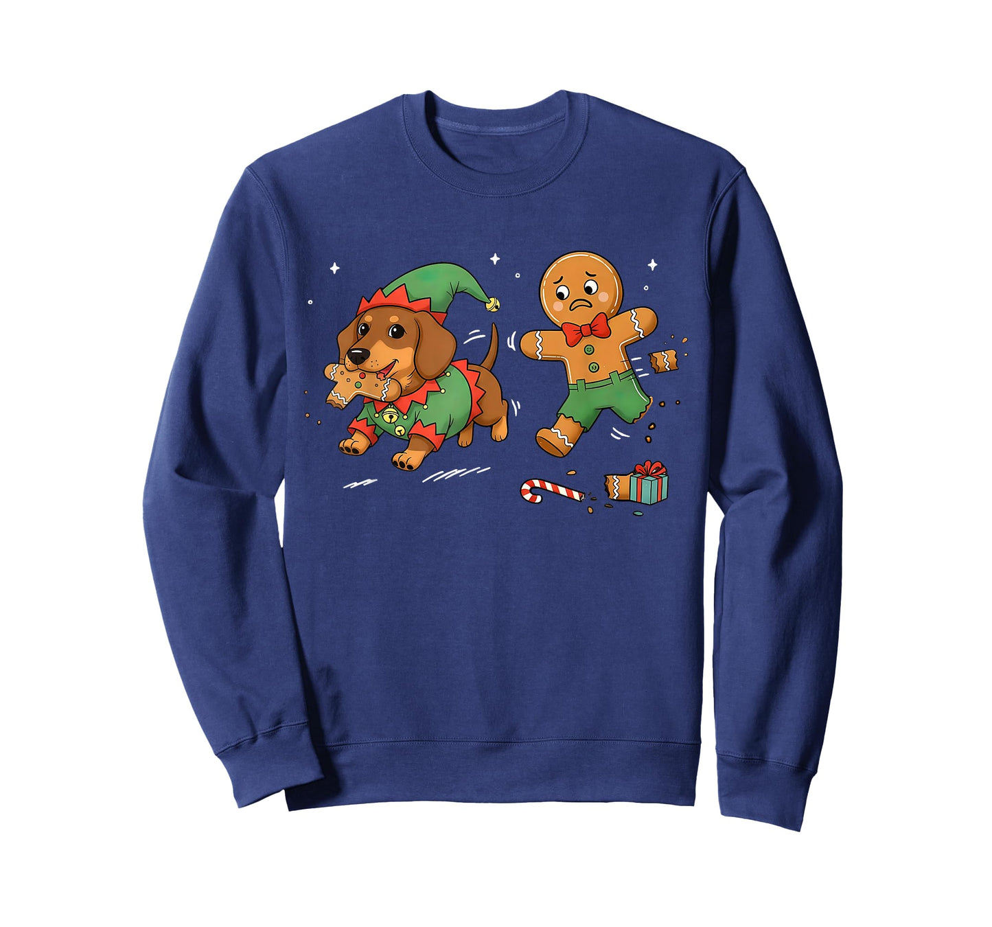 Dachshund Dog Christmas Chasing Gingerbread Dog Mom Weenie T-Shirt