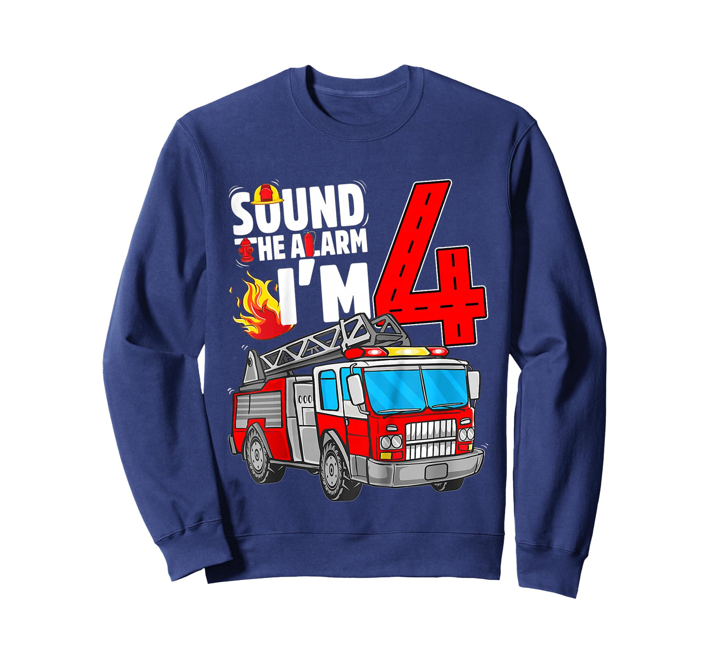 Kids Fire Truck 4th Birthday Boy Firefighter 4 Year Old T-Shirt