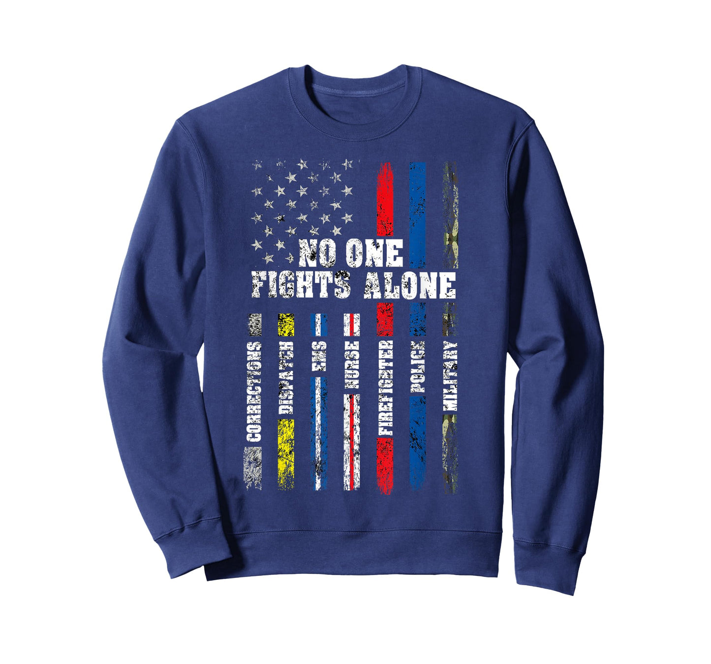 American Flag Thin Line Police Fire Military Nurse Responder T-Shirt Small