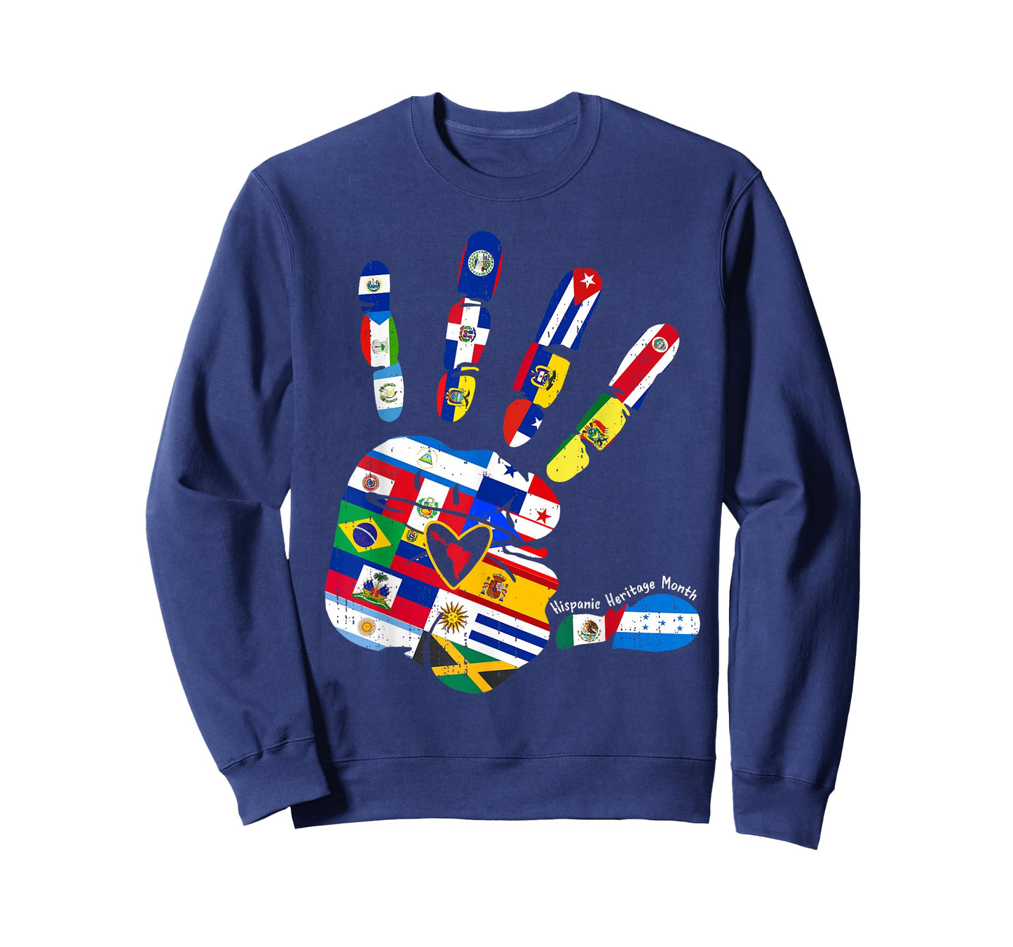 Hispanic Heritage Month Hands Heart Latino Countries Flags T-Shirt