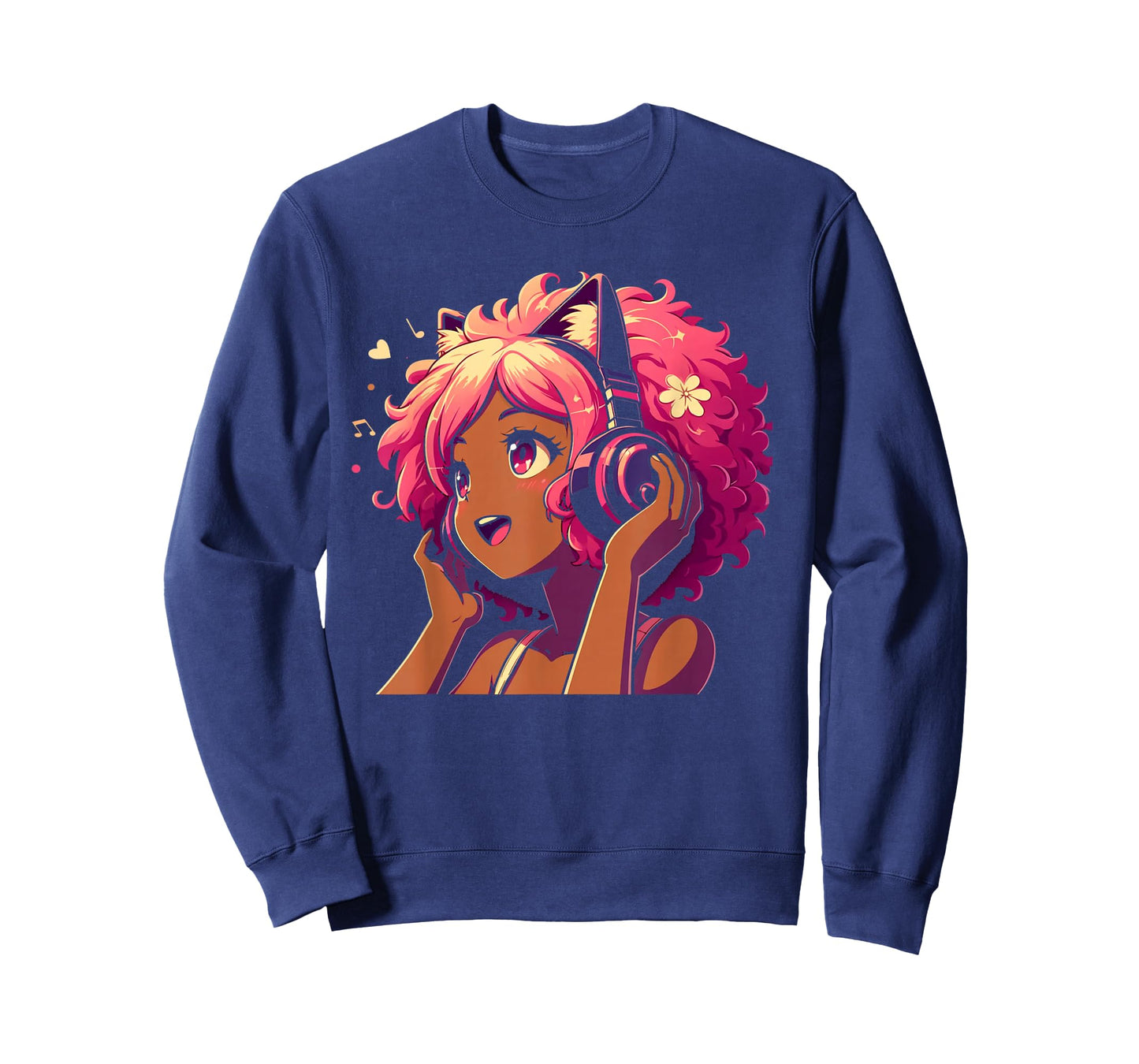 Anime and Music Black Girl Anime Merch Afro African American T-Shirt
