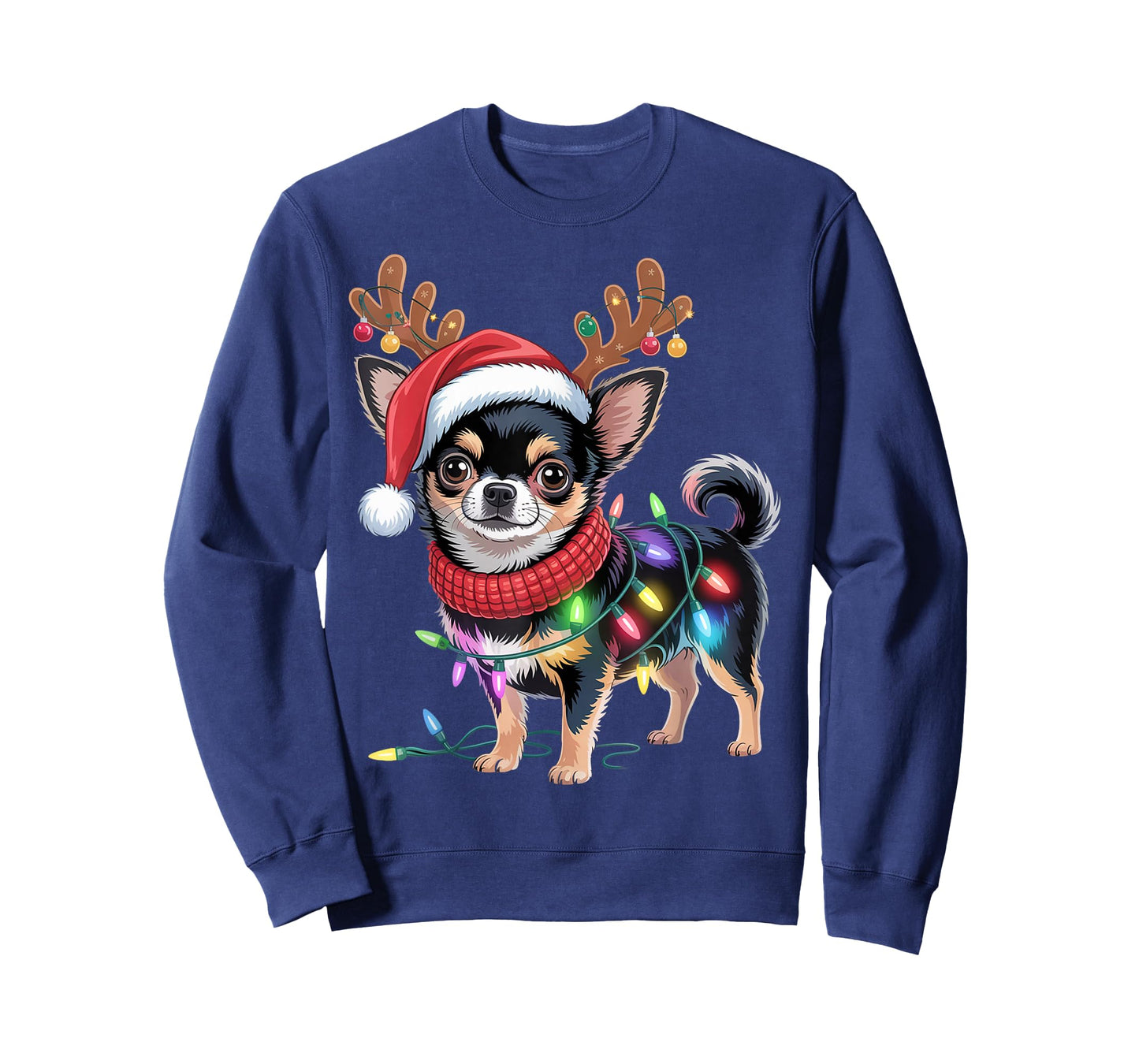 Funny Chihuahua Dog Mom Christmas Lights Pet Owner Xmas T-Shirt