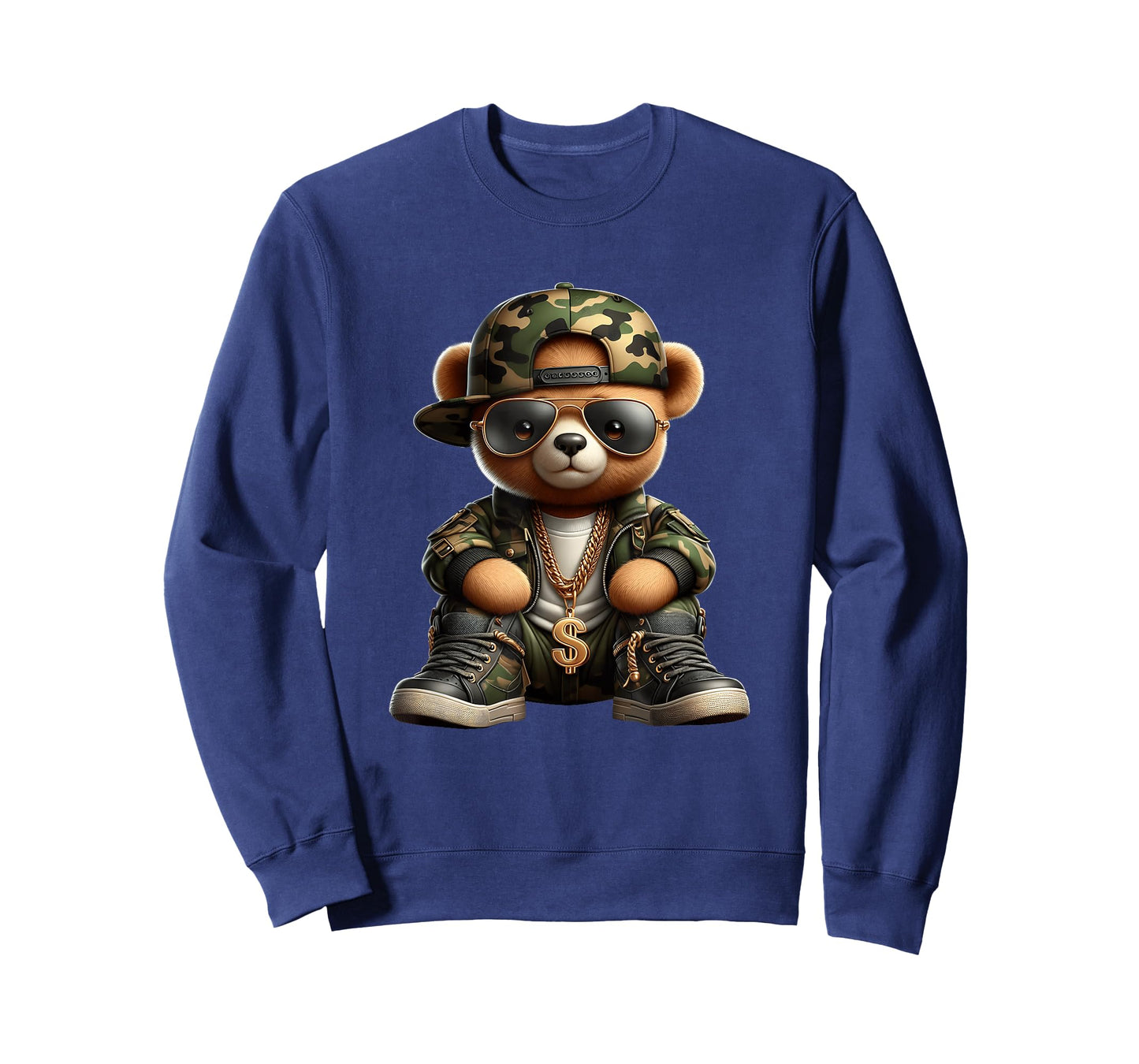 Camo Hip Hop Teddy Bear Camouflage Gangsta Streetwear Hustle T-Shirt