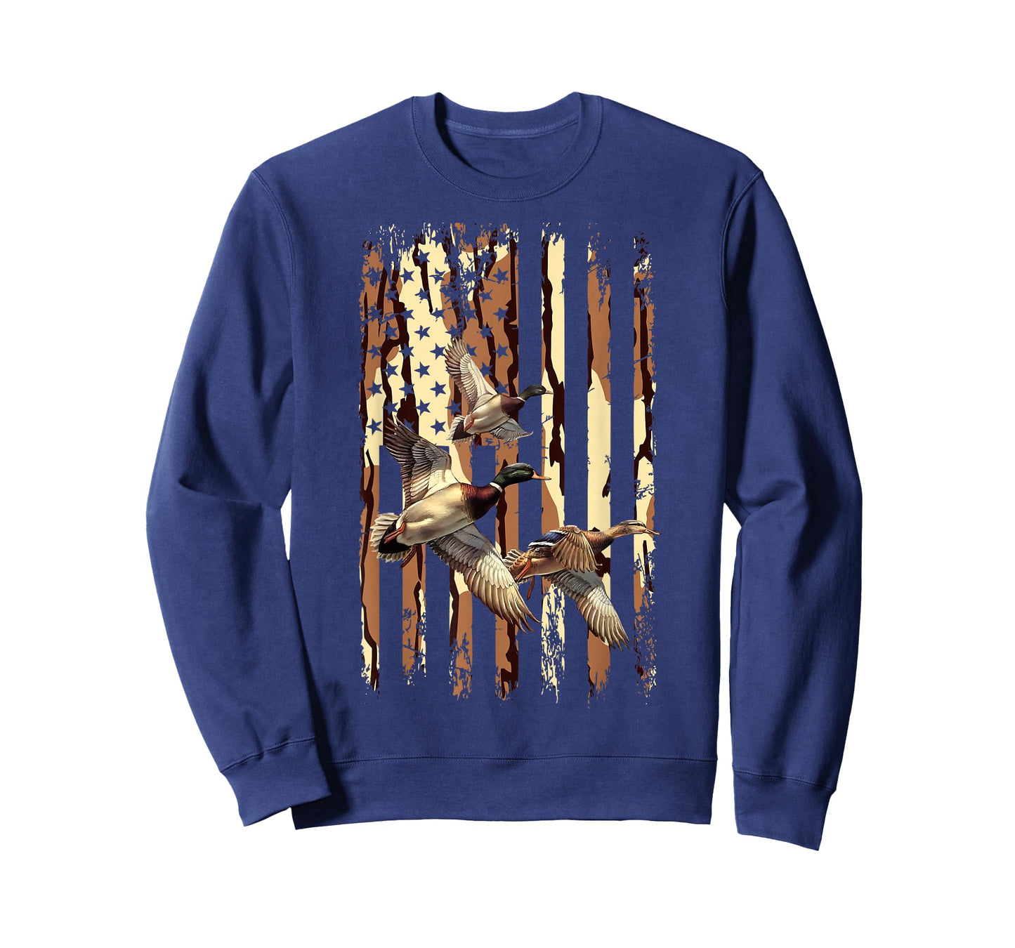 Duck Hunt American Flag Waterfowl Hunting Bottom lands Camo T-Shirt
