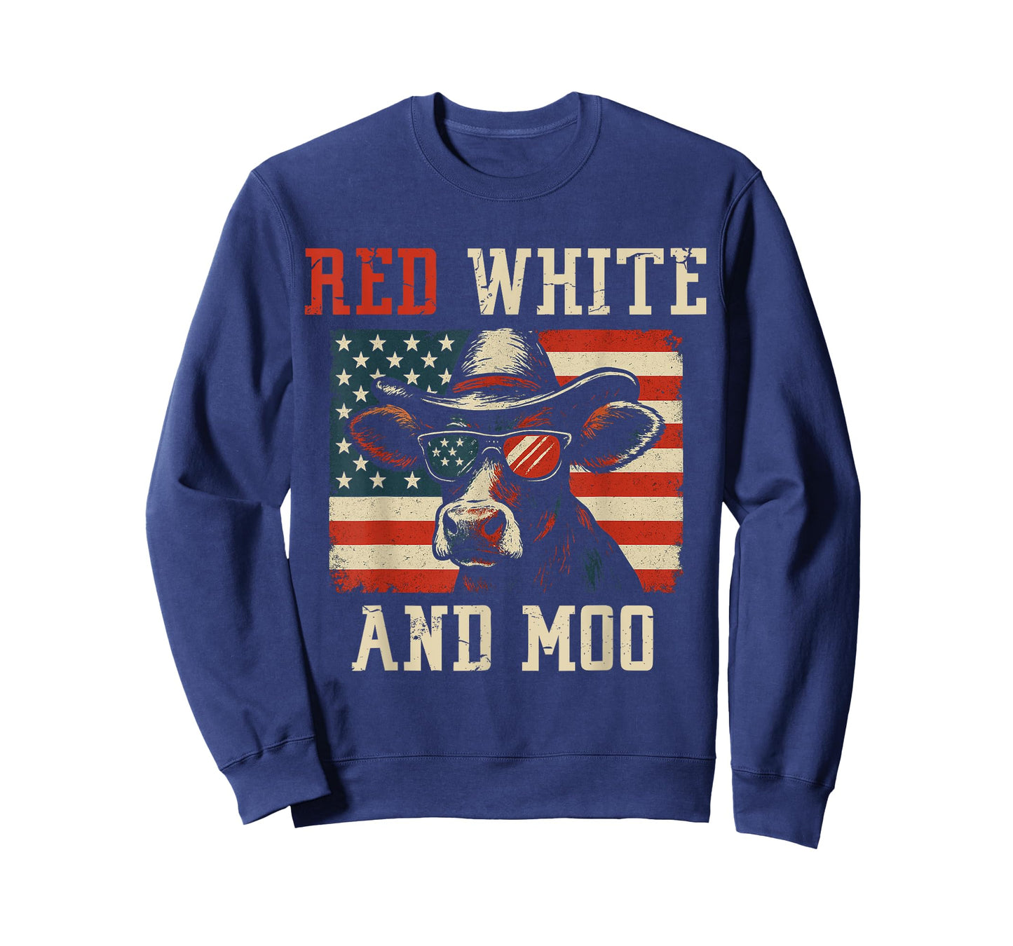 Red, White and Moo Funny Cow American Flag Patriotic T-Shirt