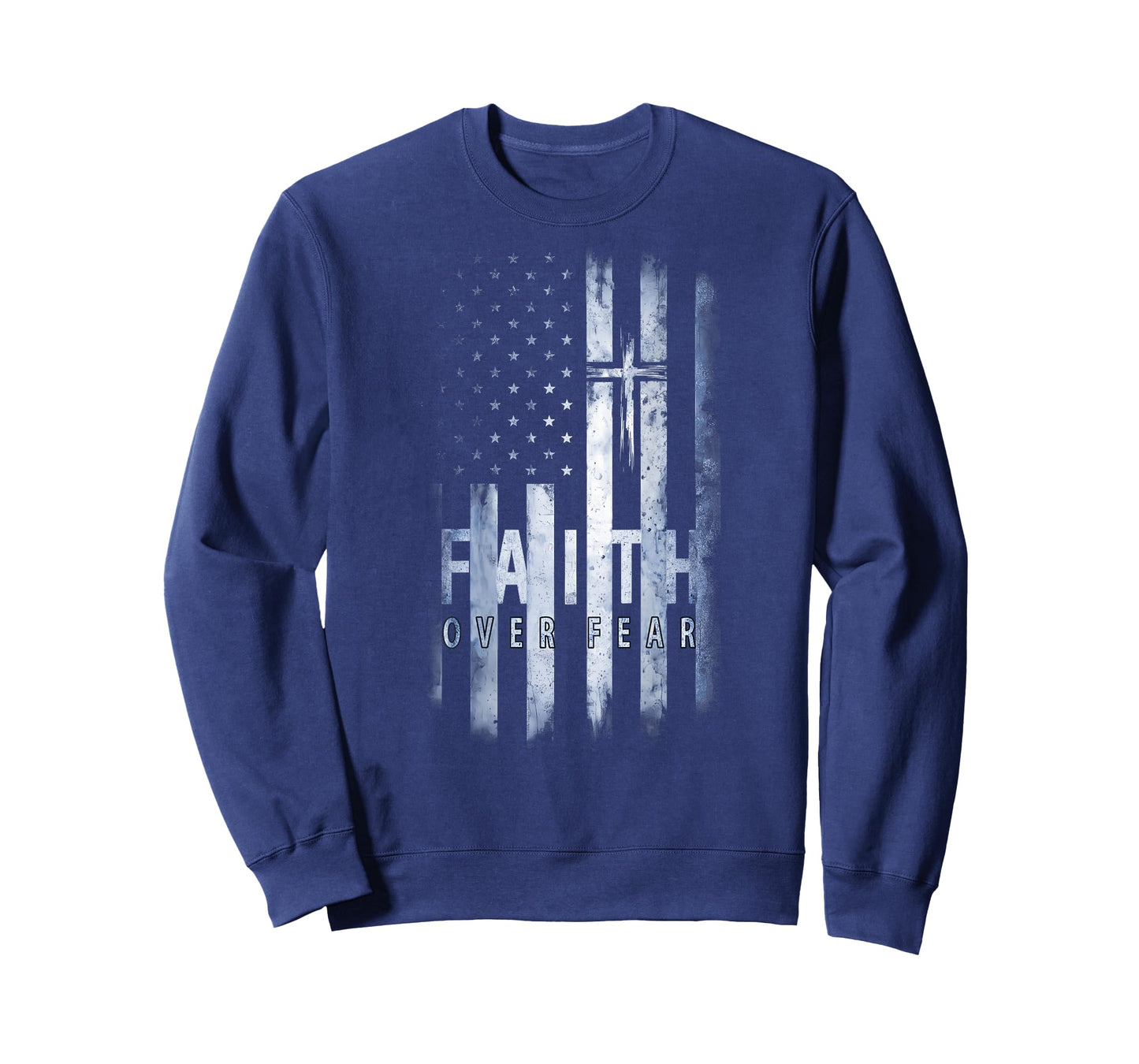 Your Country USA Dibble Dabble Designs On Back | Patriotic USA American Flag Faith Over Fear Prayer T-Shirt, Small