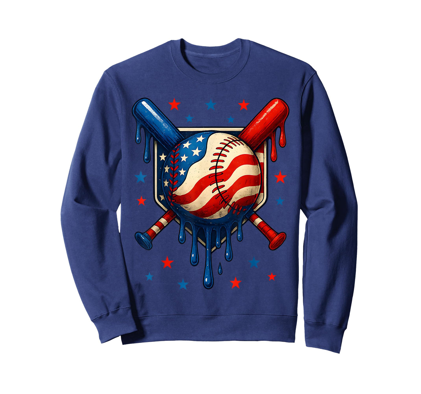 Baseball Home Plate Dripping US Flag, Ice Cream Drip Youth T-Shirt