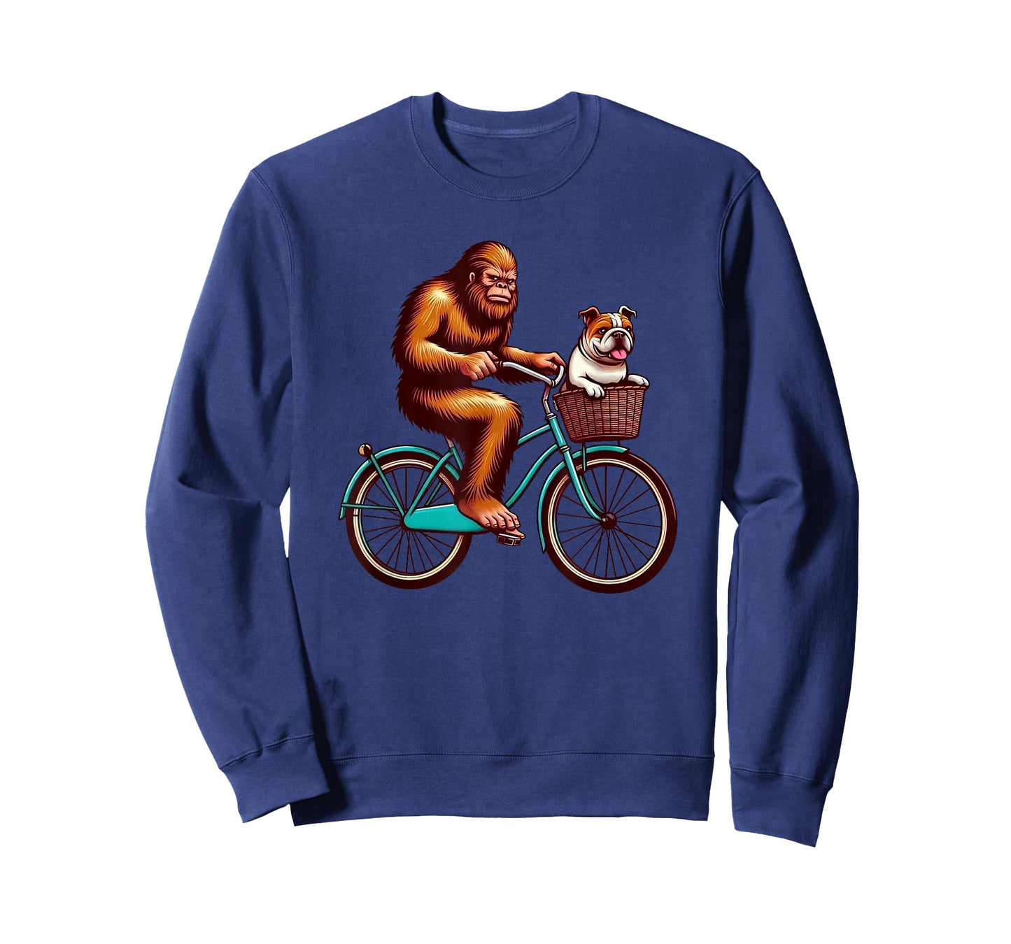 English Bulldog Bigfoot Sasquatch Bicycle Cycling Dog Lover T-Shirt