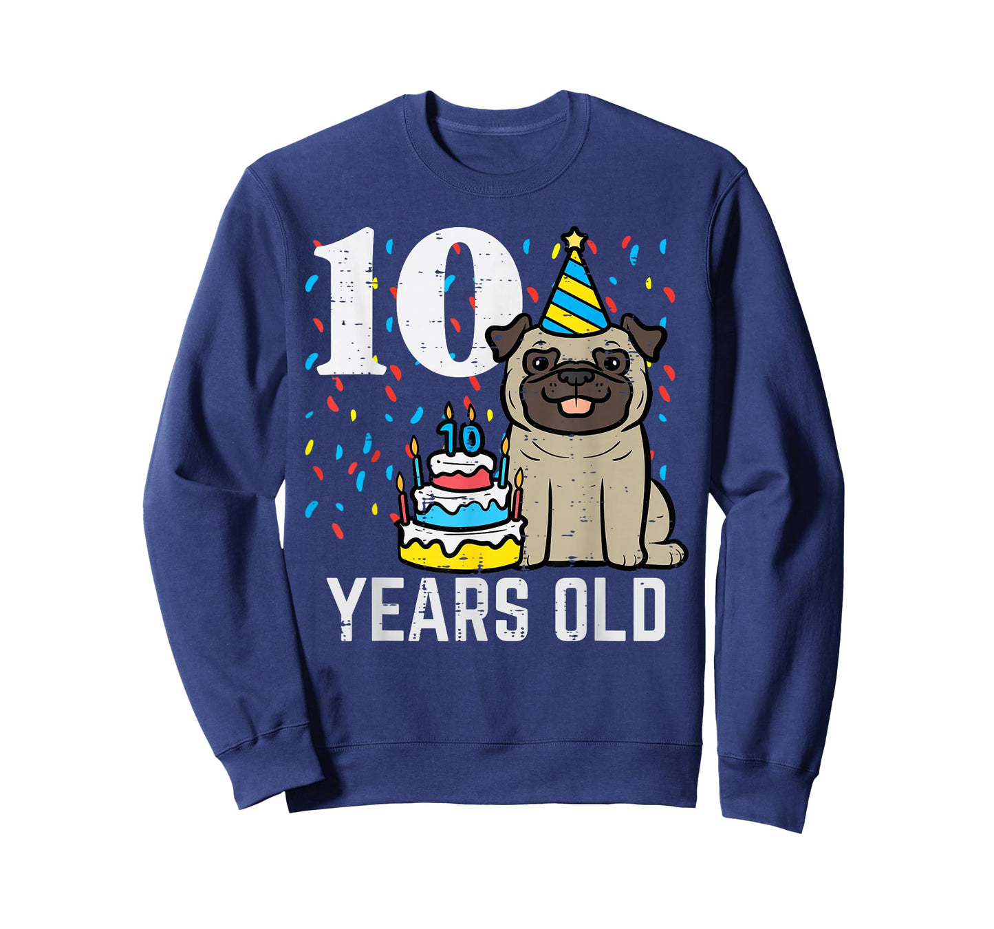 10 Years OId Dog Pug 10th Birthday Bday Party Boys Girls Kid T-Shirt